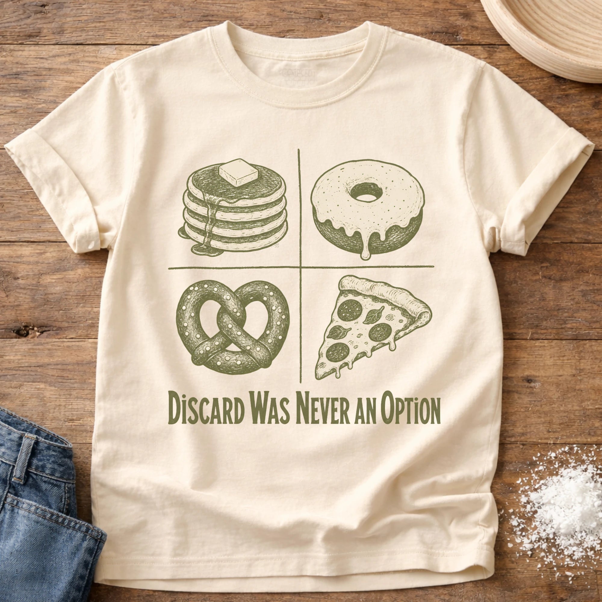 Knead More Fun Discard Was Never an Option Dark sourdough t-shirt in Ivory
