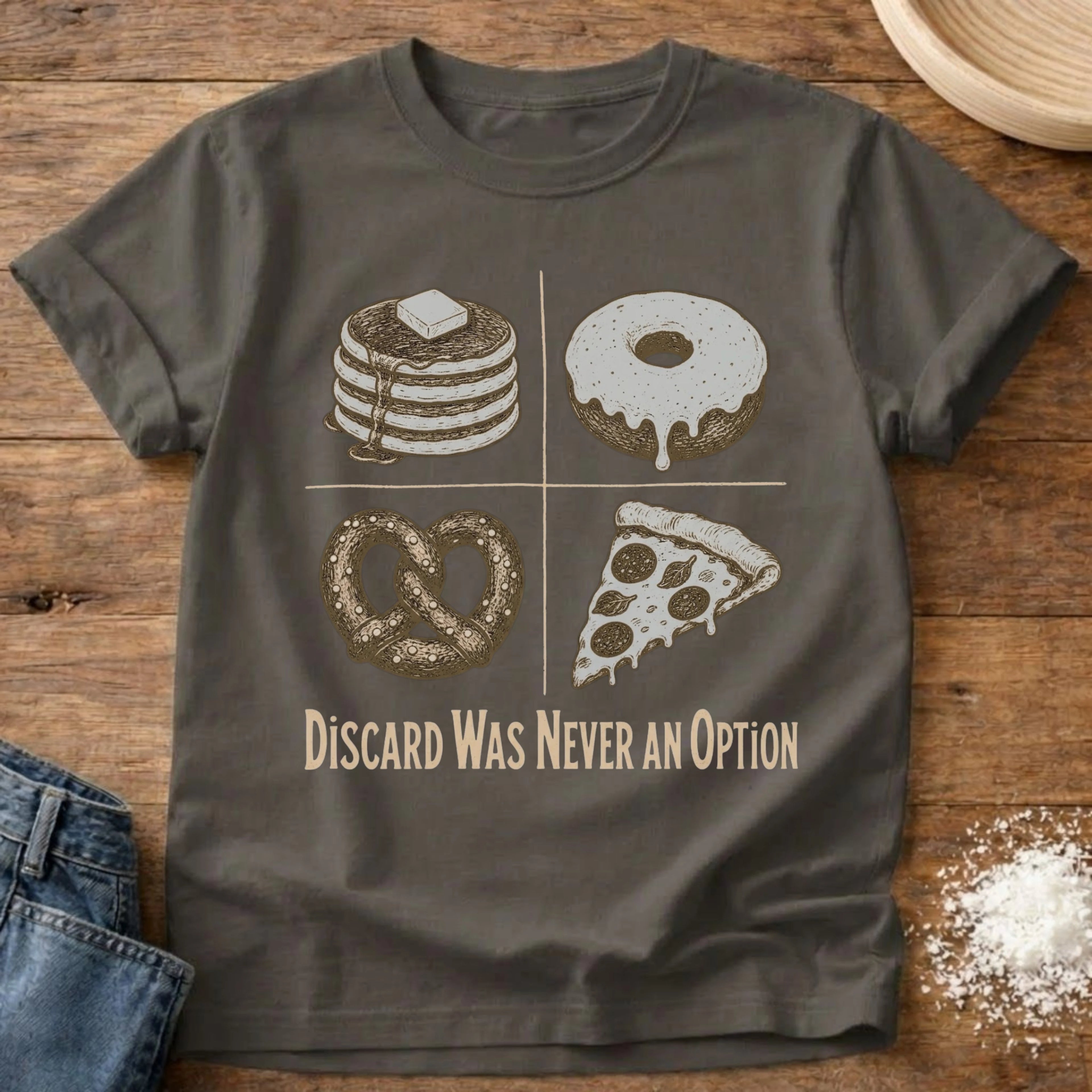 Knead More Fun Discard Was Never an Option Dark sourdough t-shirt in Pepper