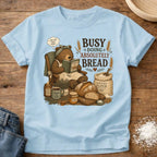 Knead More Fun Doing Absolutely Bread Bear sourdough t-shirt in Chambray