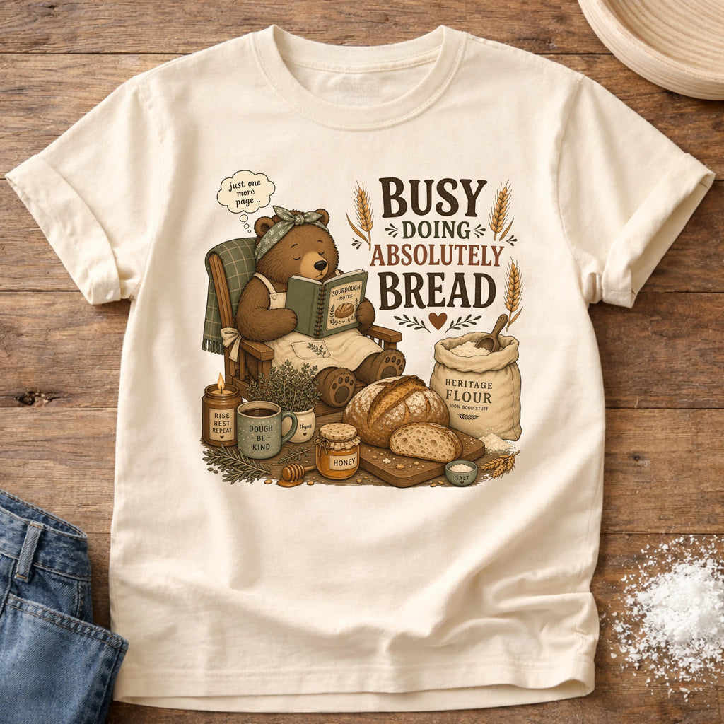Knead More Fun Doing Absolutely Bread Bear sourdough t-shirt in Ivory