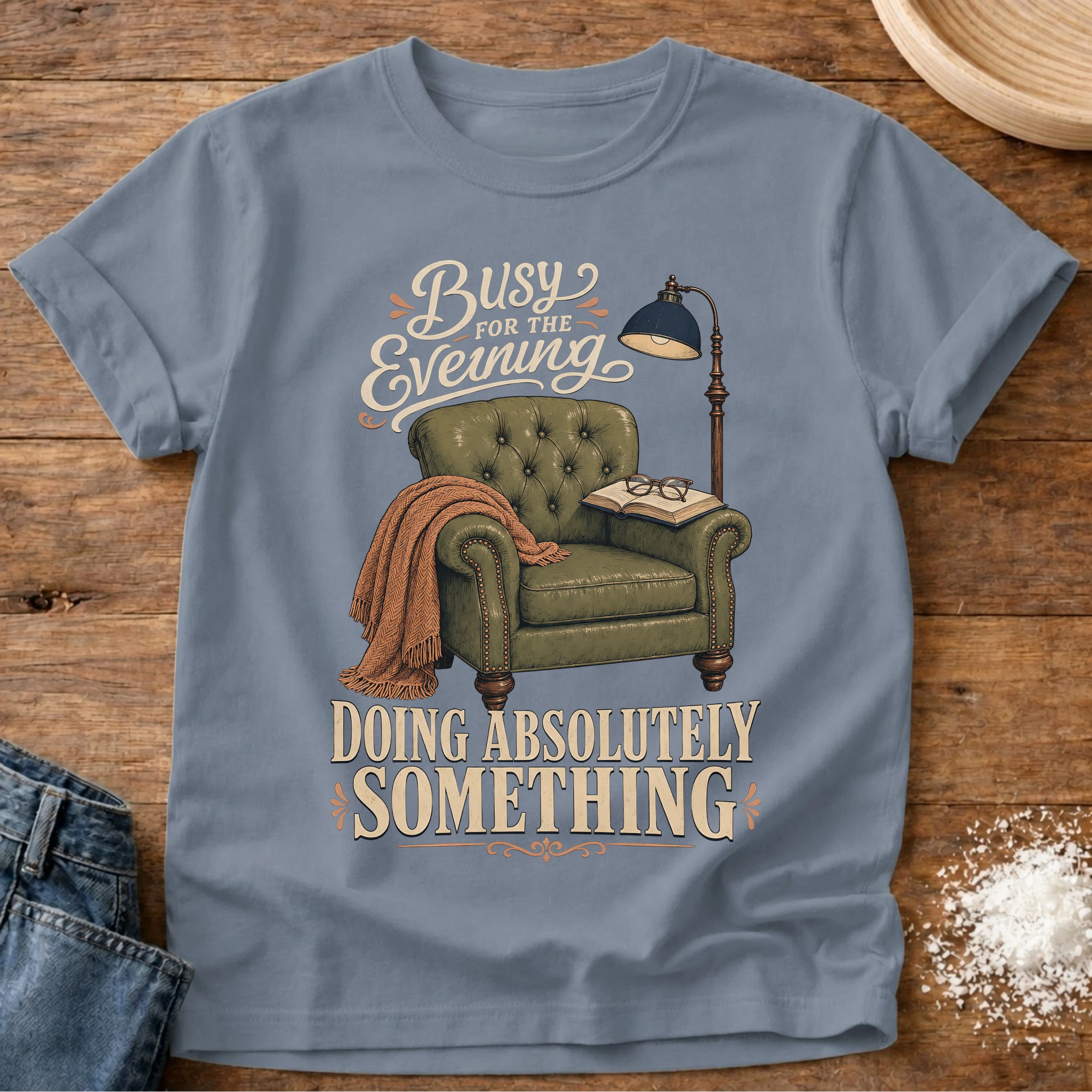Knead More Fun Doing Absolutely Something homebody t-shirt in Blue Jean