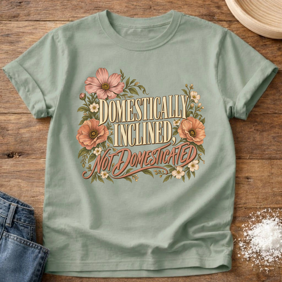 Knead More Fun Domestically Inclined grannycore t-shirt in Bay
