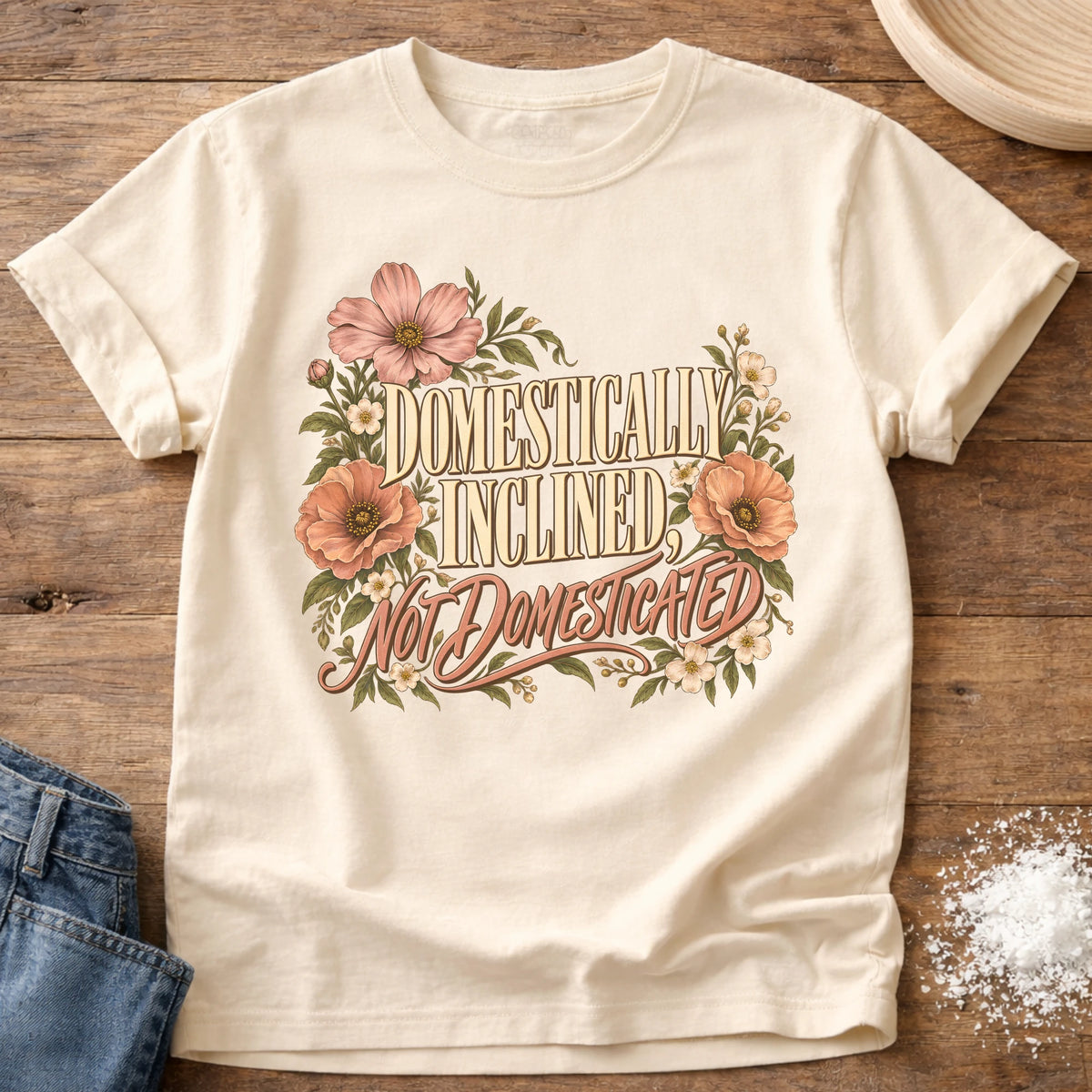 Knead More Fun Domestically Inclined grannycore t-shirt in Ivory