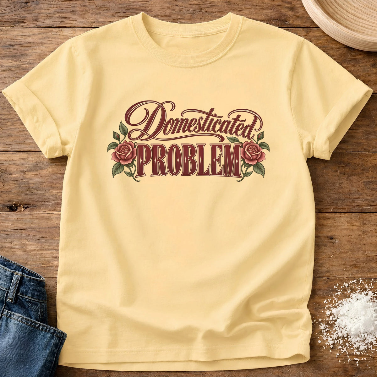 Knead More Fun Domesticated Problem t-shirt in Butter