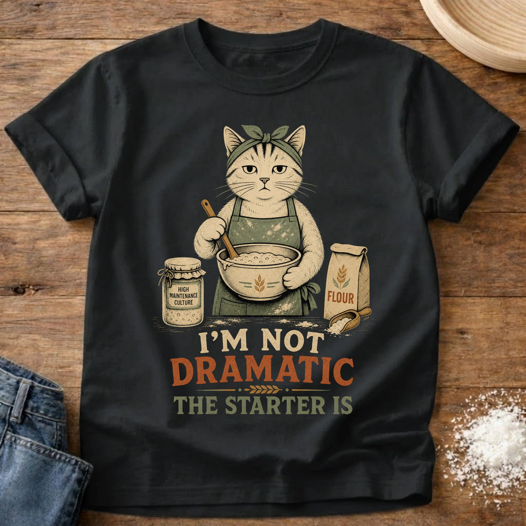 Knead More Fun Dramatic Starter Cat t-shirt in Black