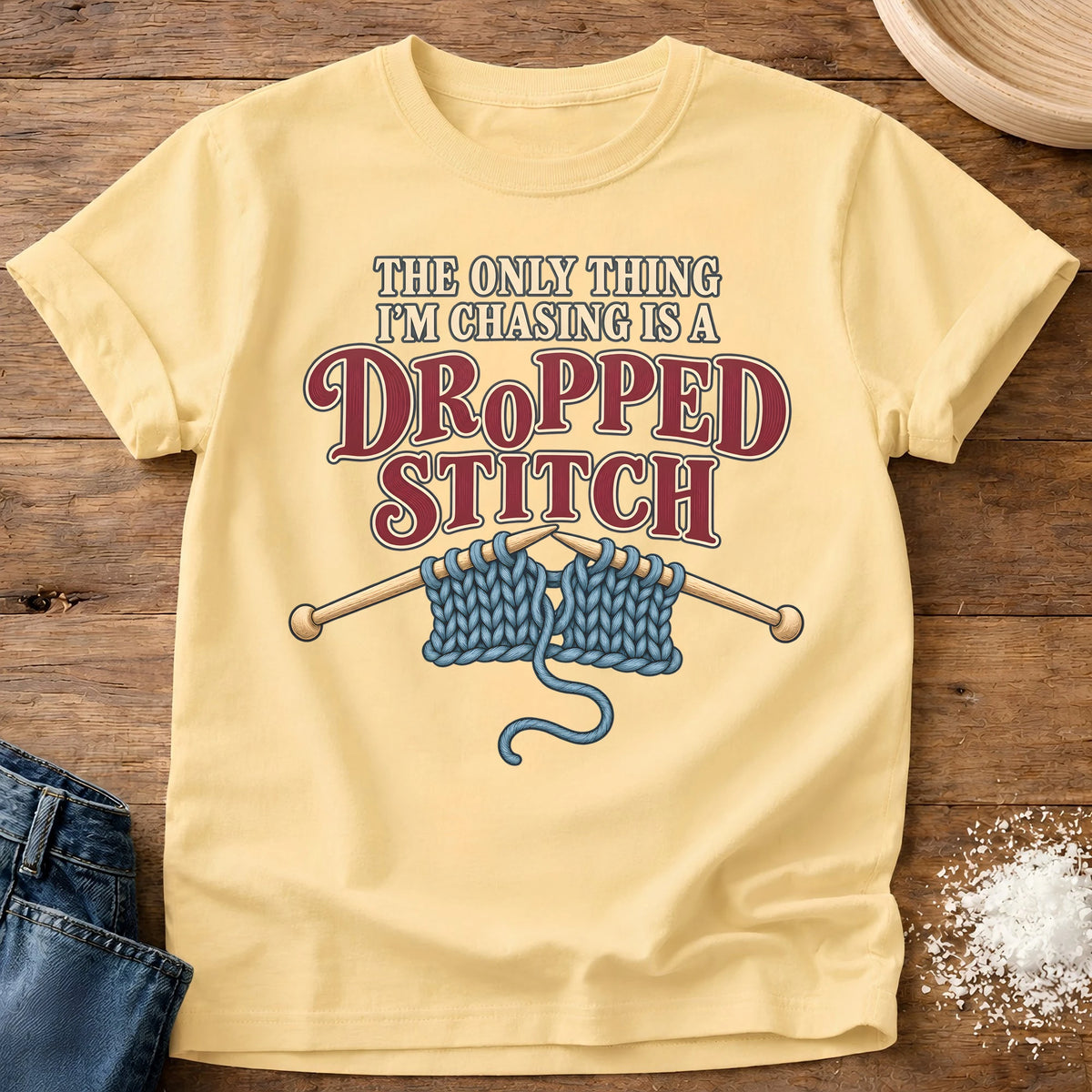 Knead More Fun Dropped Stitch t-shirt in Butter