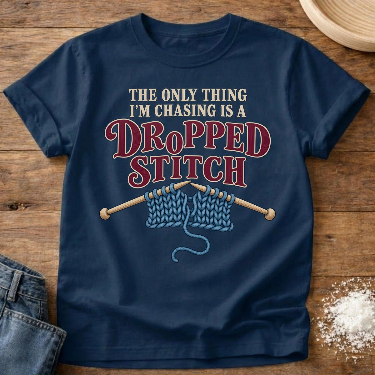 Knead More Fun Dropped Stitch t-shirt in Navy