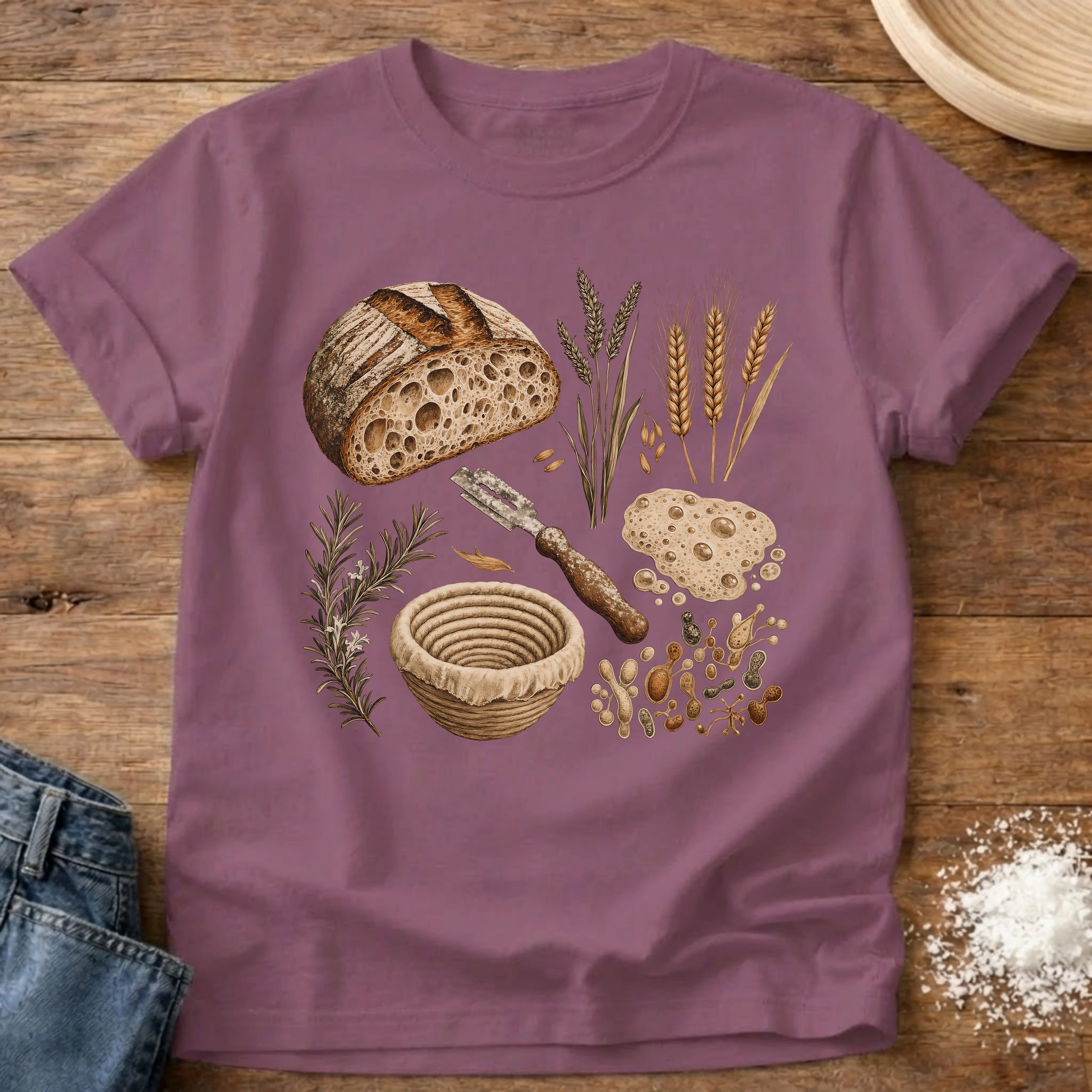 Knead More Fun Elements of a Good Loaf sourdough t-shirt in Berry