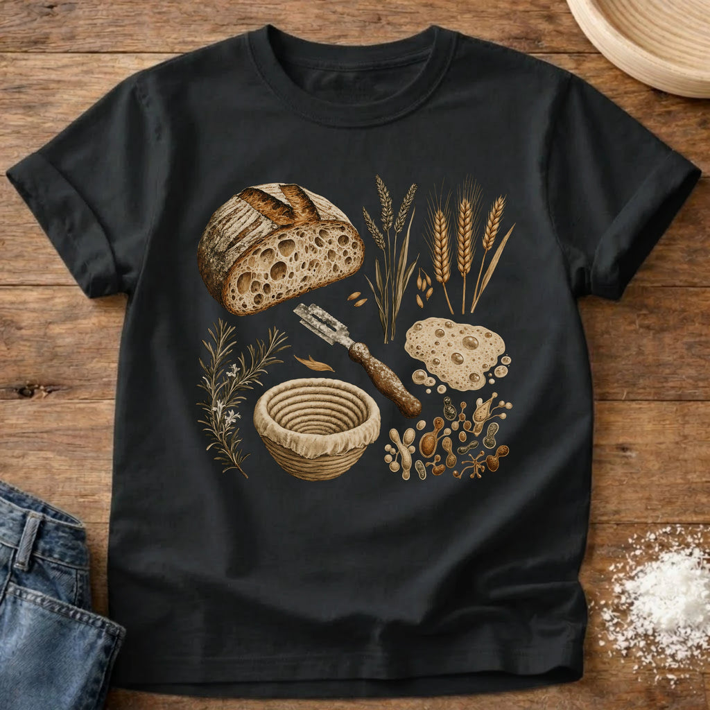 Knead More Fun Elements of a Good Loaf sourdough t-shirt in Black