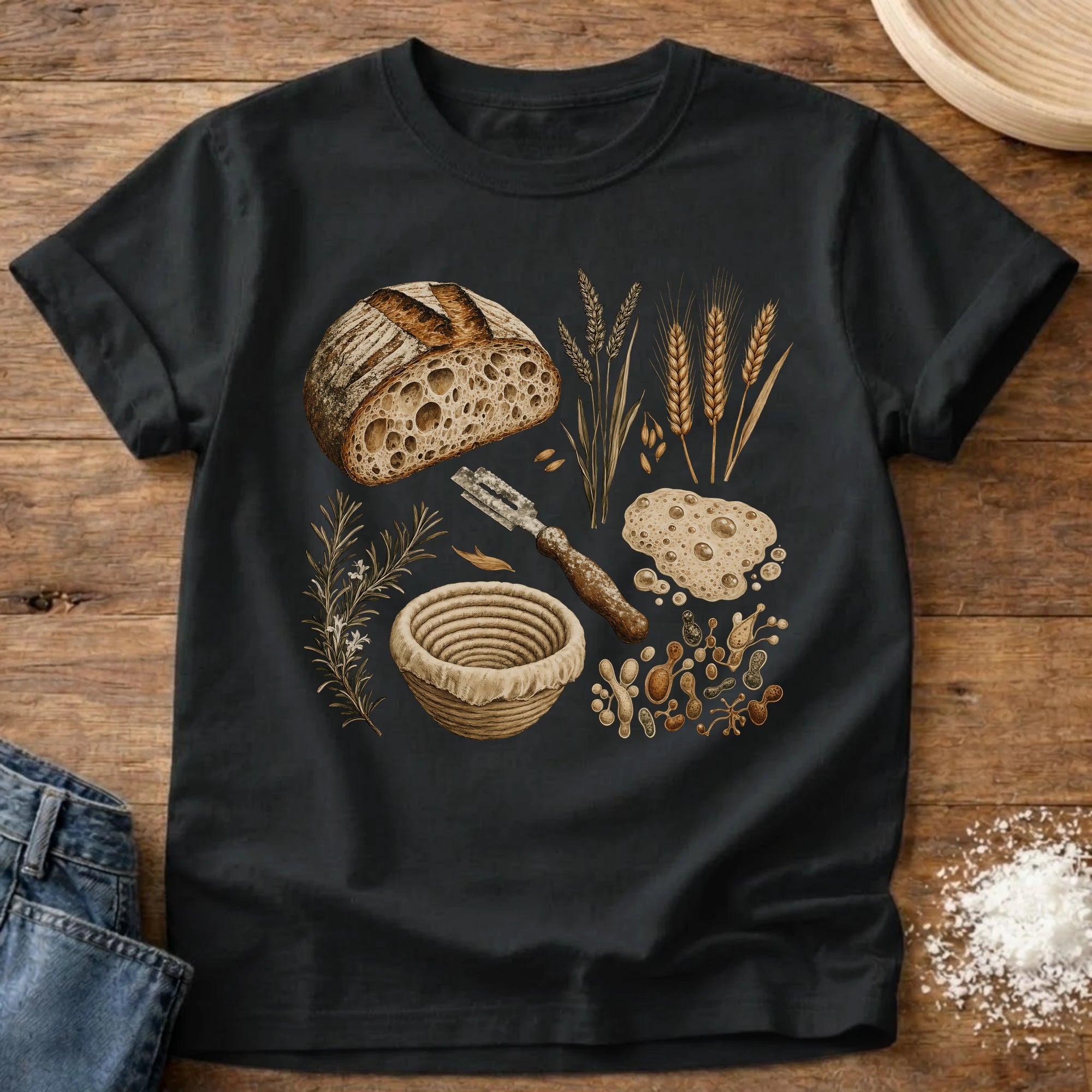 Knead More Fun Elements of a Good Loaf sourdough t-shirt in Black