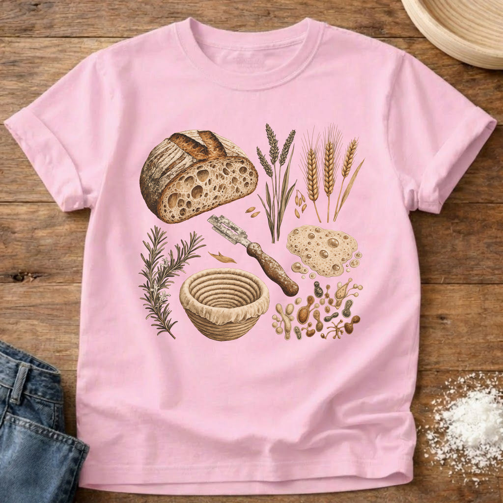 Knead More Fun Elements of a Good Loaf sourdough t-shirt in Blossom