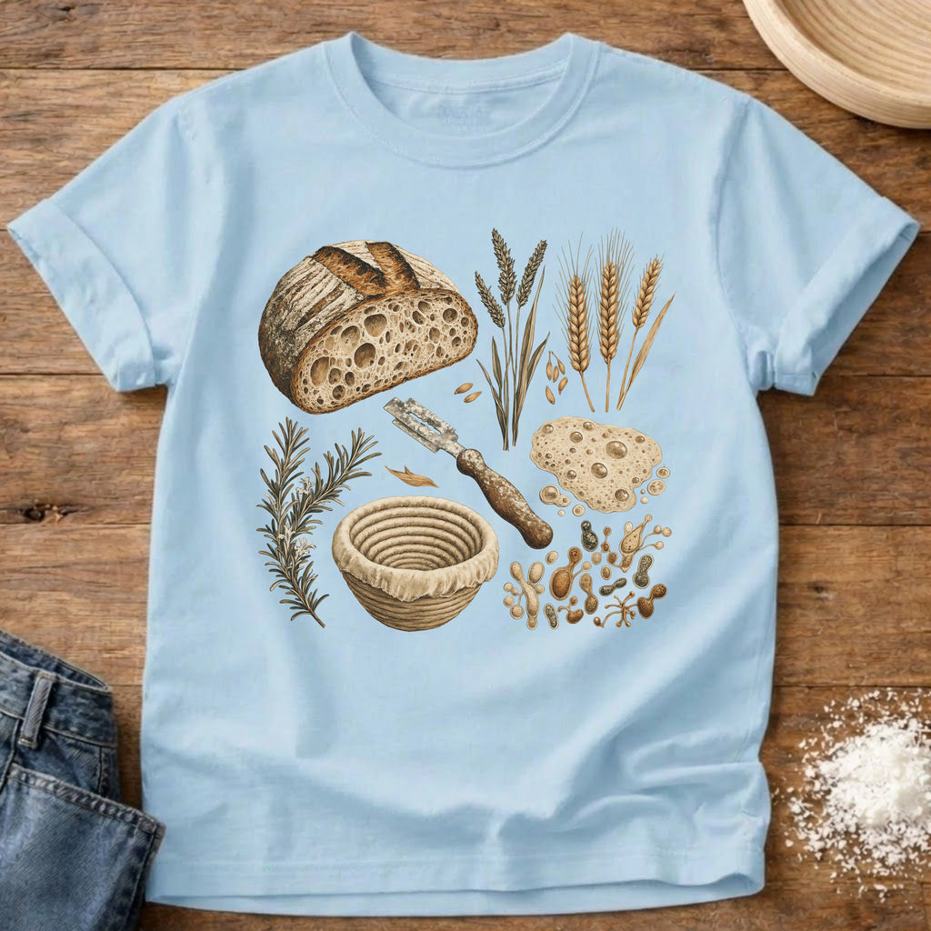 Knead More Fun Elements of a Good Loaf sourdough t-shirt in Chambray