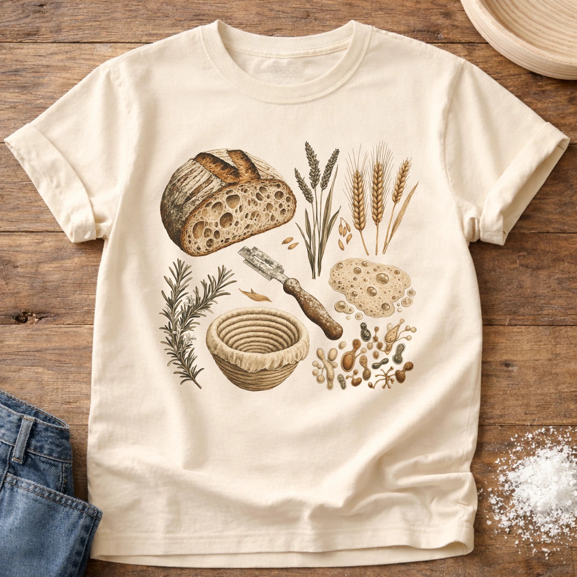 Knead More Fun Elements of a Good Loaf sourdough t-shirt in Ivory