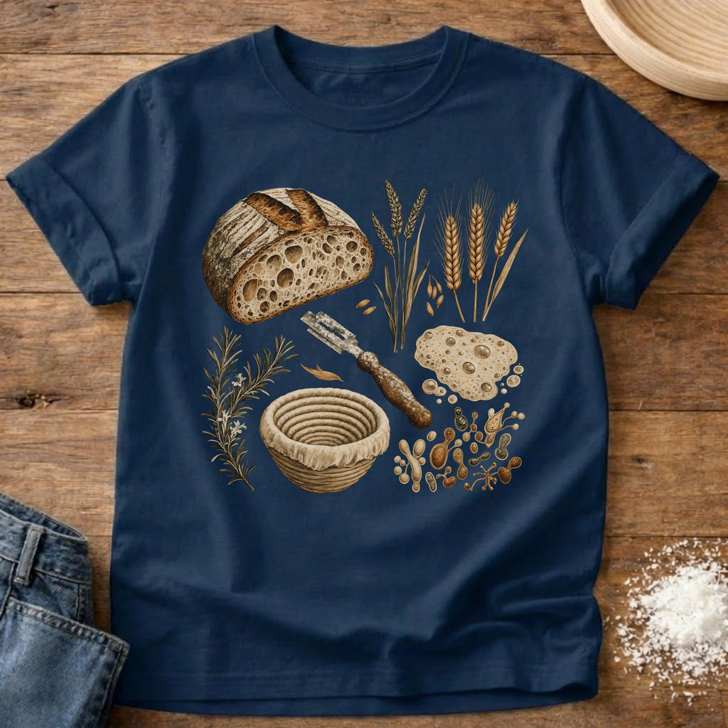 Knead More Fun Elements of a Good Loaf sourdough t-shirt in Navy