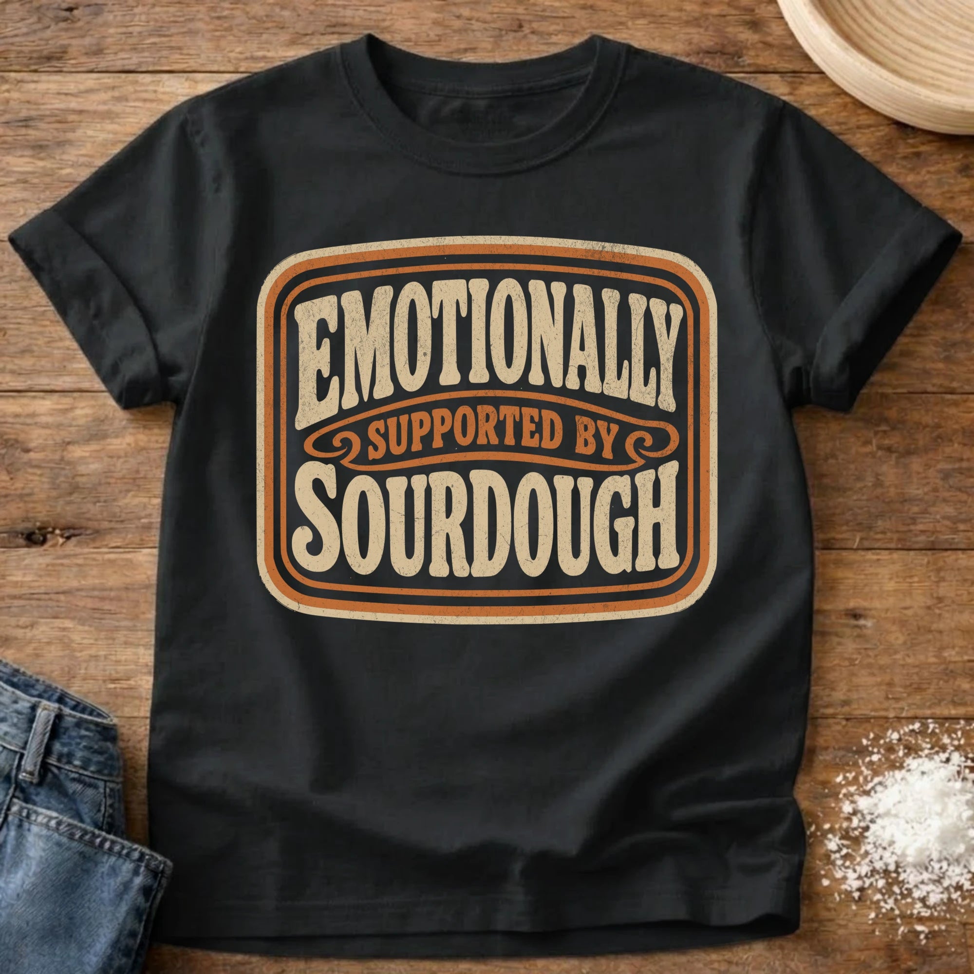 Knead More Fun Emotionally Supported sourdough t-shirt in Black