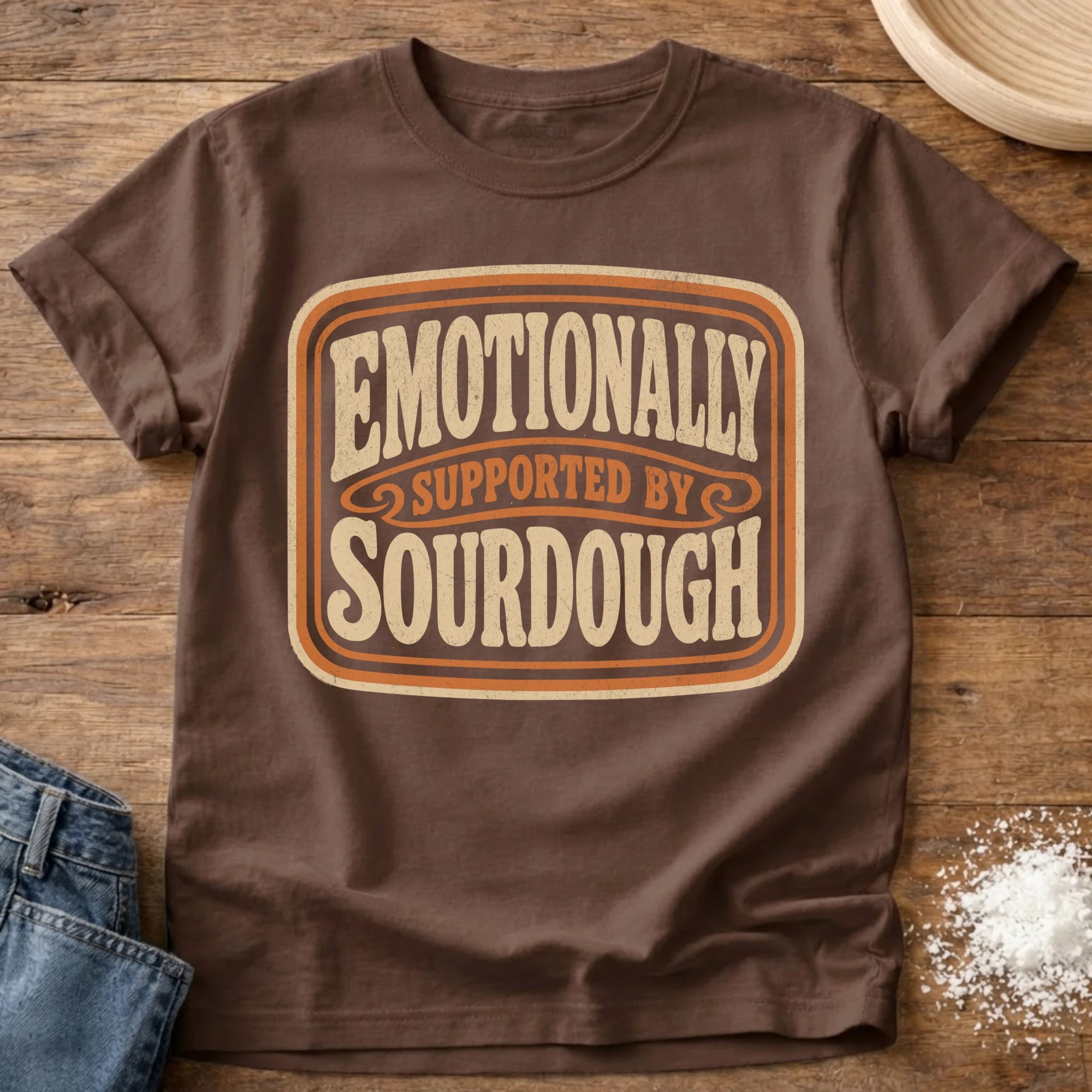 Knead More Fun Emotionally Supported sourdough t-shirt in Espresso