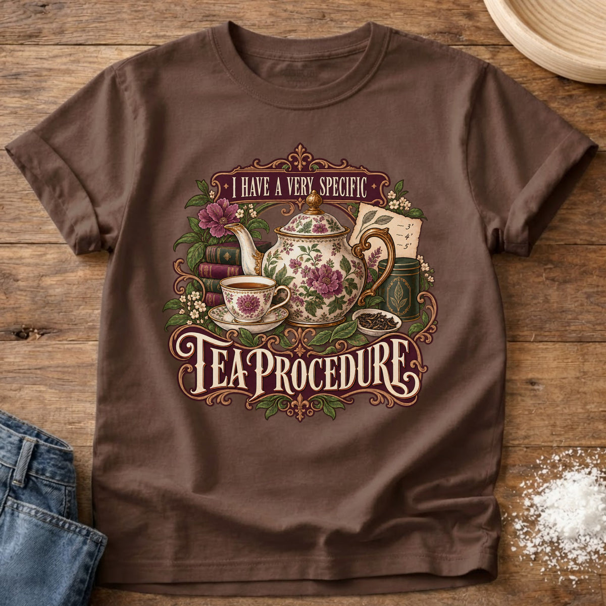 Knead More Fun Tea Proceedure t-shirt in Espresso