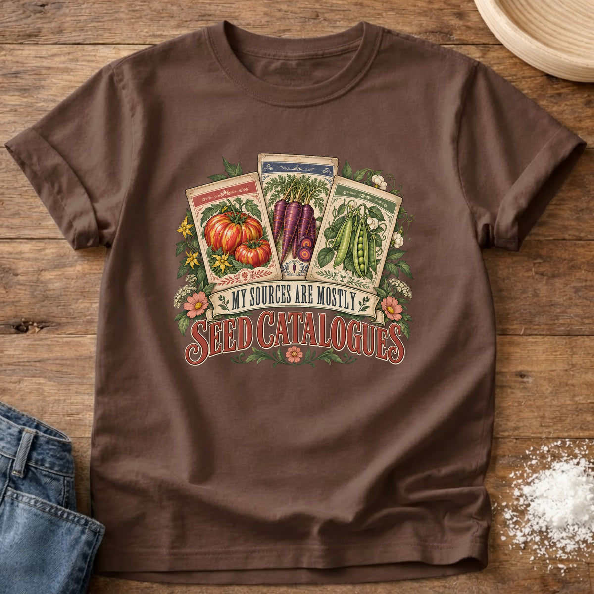 Knead More Fun Seed Catalogue graphic t-shirt in Espresso