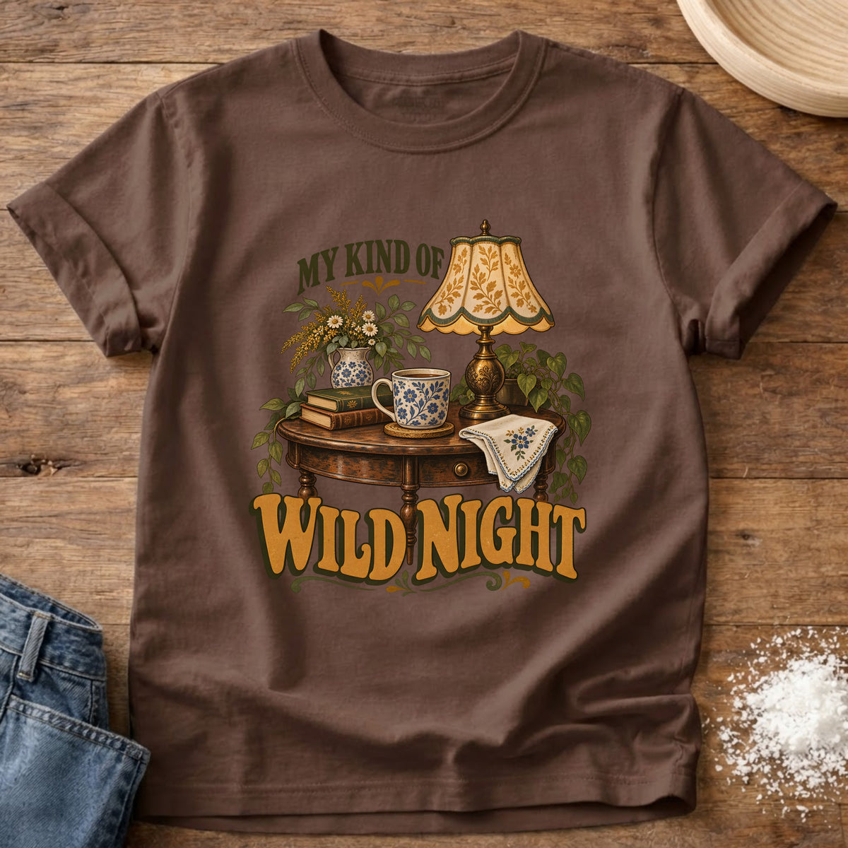 Knead More Fun Wild Night grannycore t-shirt in Espresso