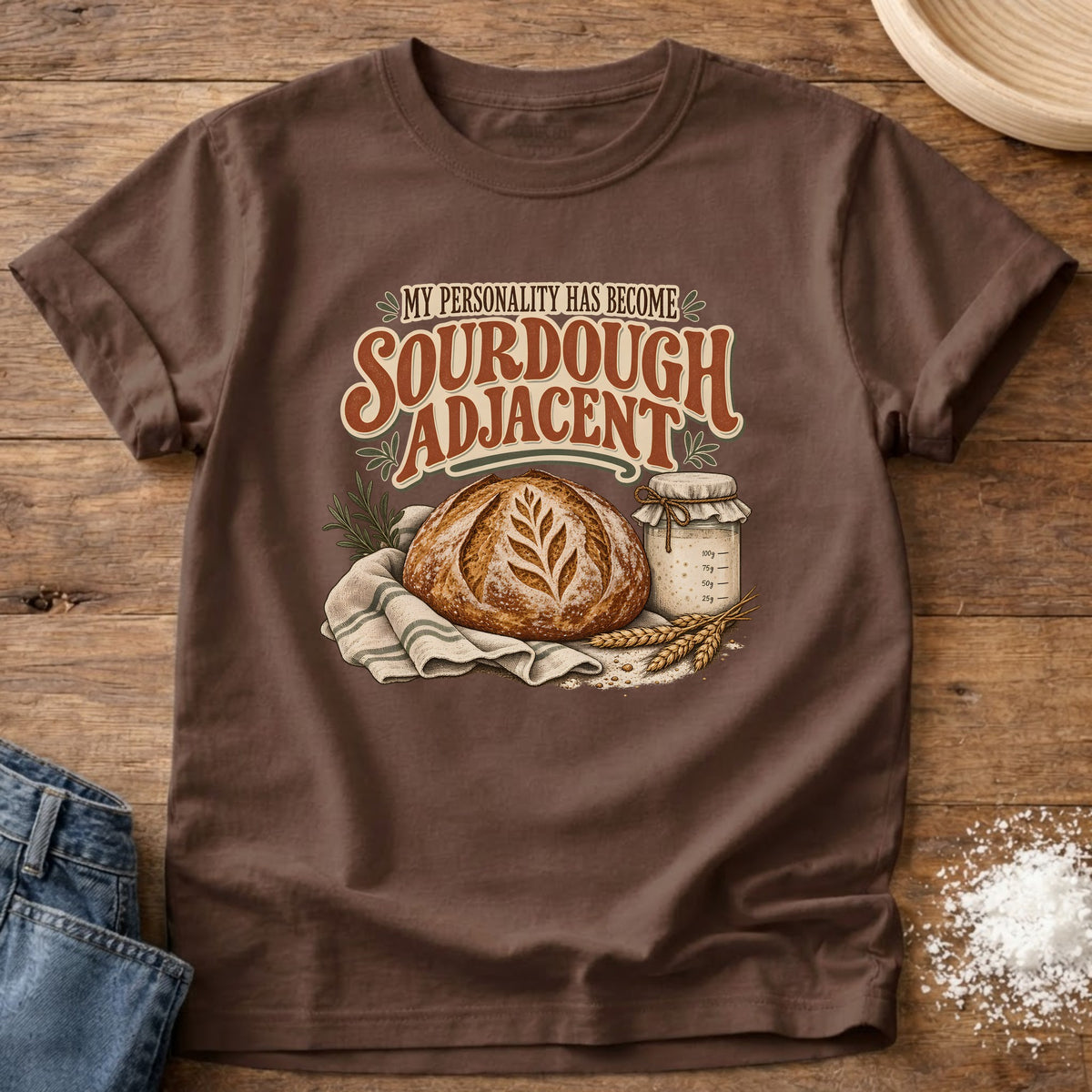 Knead More Fun Sourdough Adjacent t-shirt in Espresso