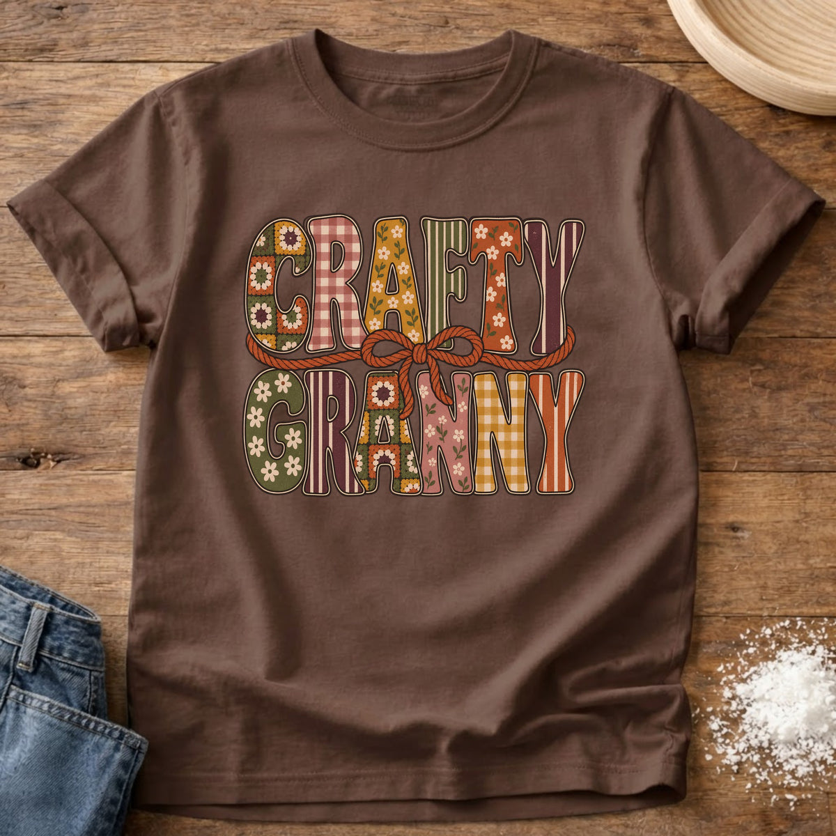 Knead More Fun Craft Granny graphic t-shirt in Espresso
