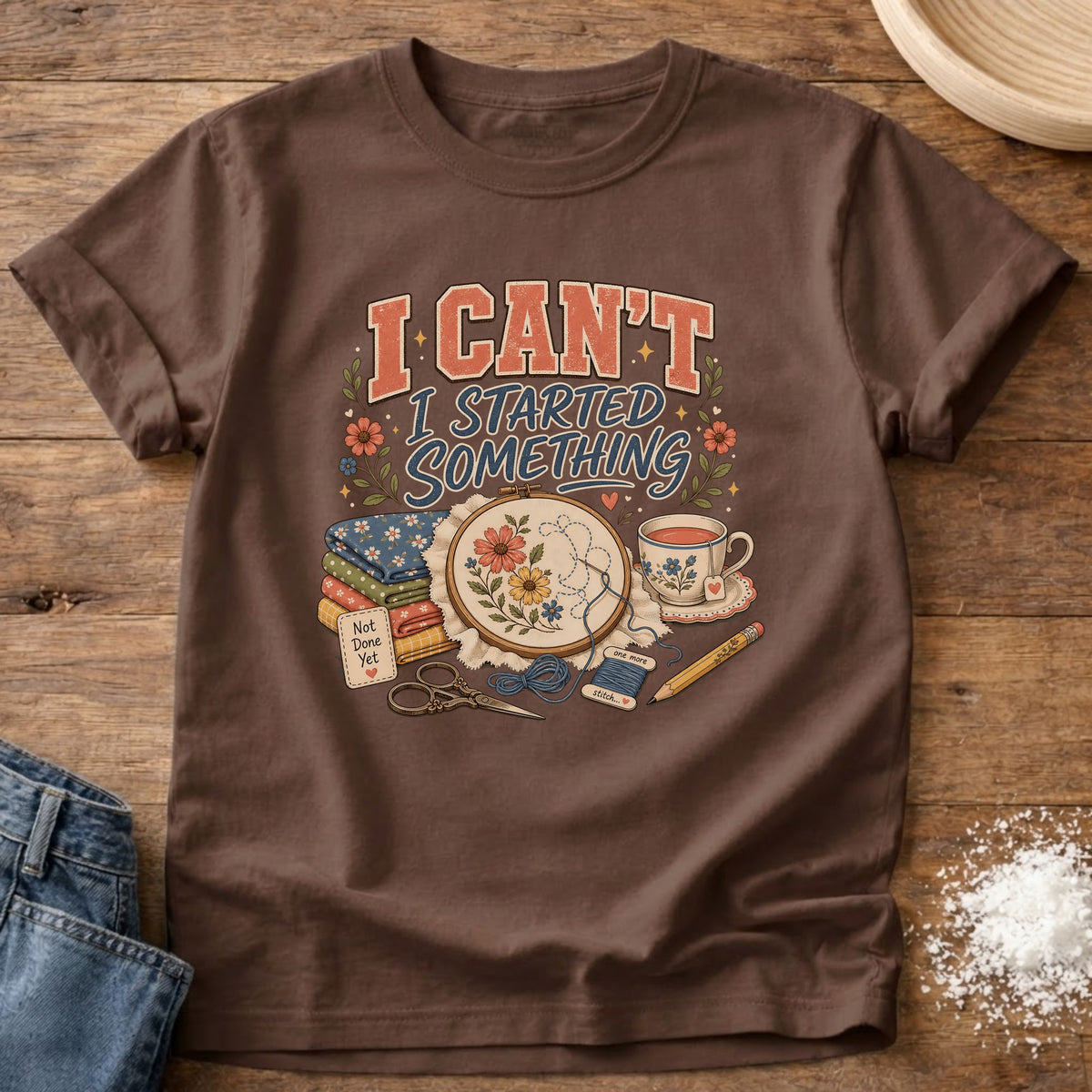 Knead More Fun Started Something graphic t-shirt in Espresso