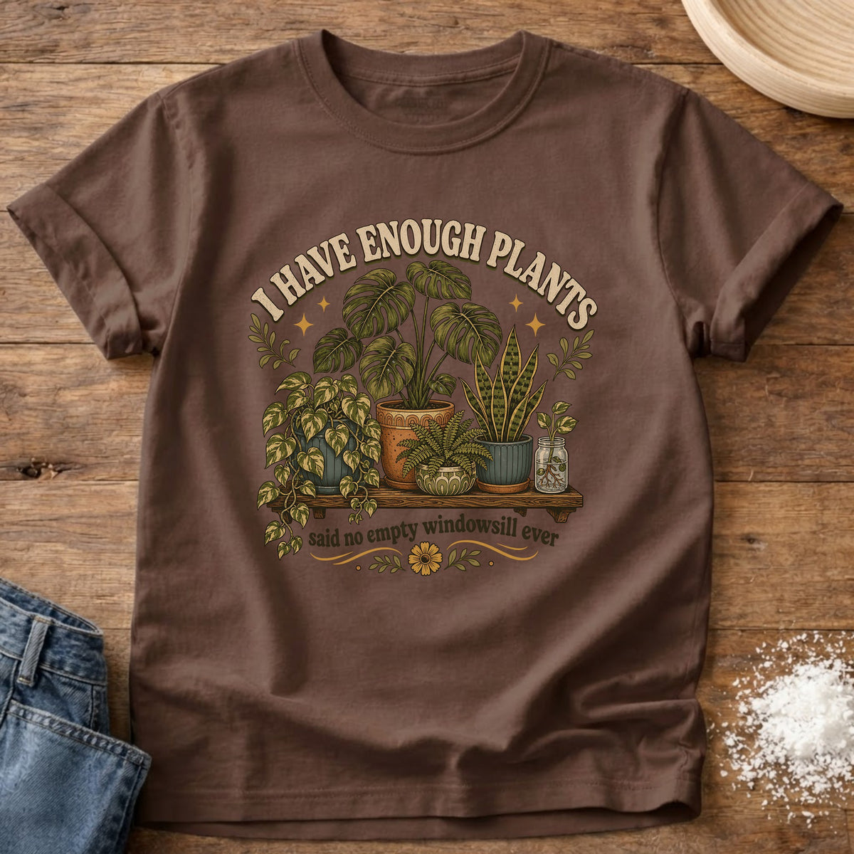 Knead More Fun Enough Plants graphic t-shirt in Espresso