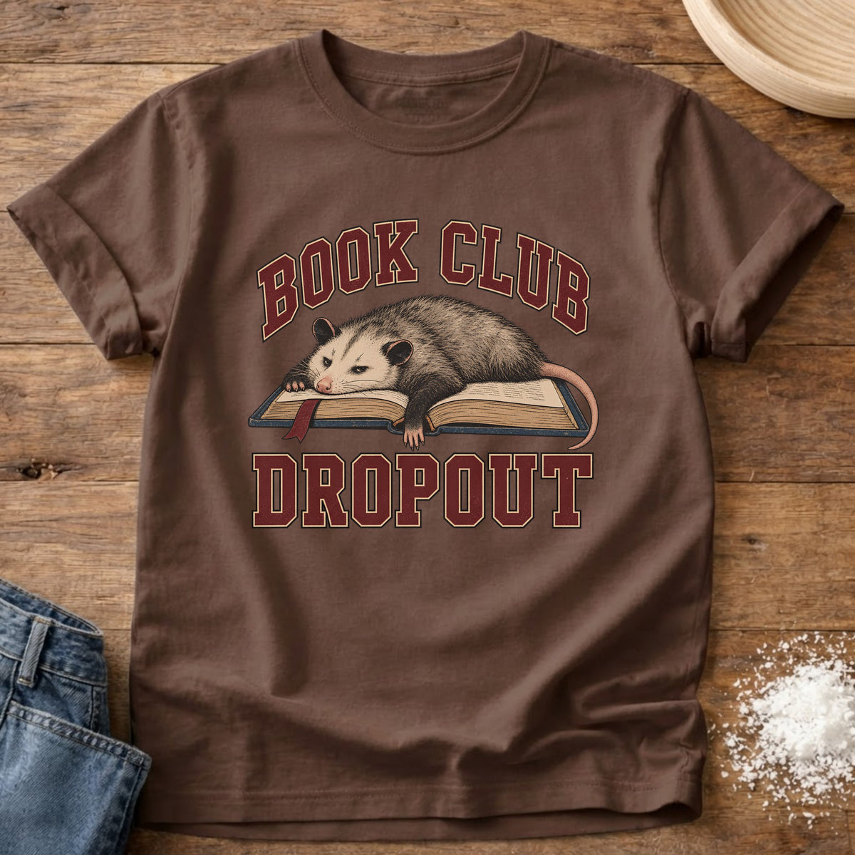 Knead More Fun Book Club Dropout graphic t-shirt in Espresso