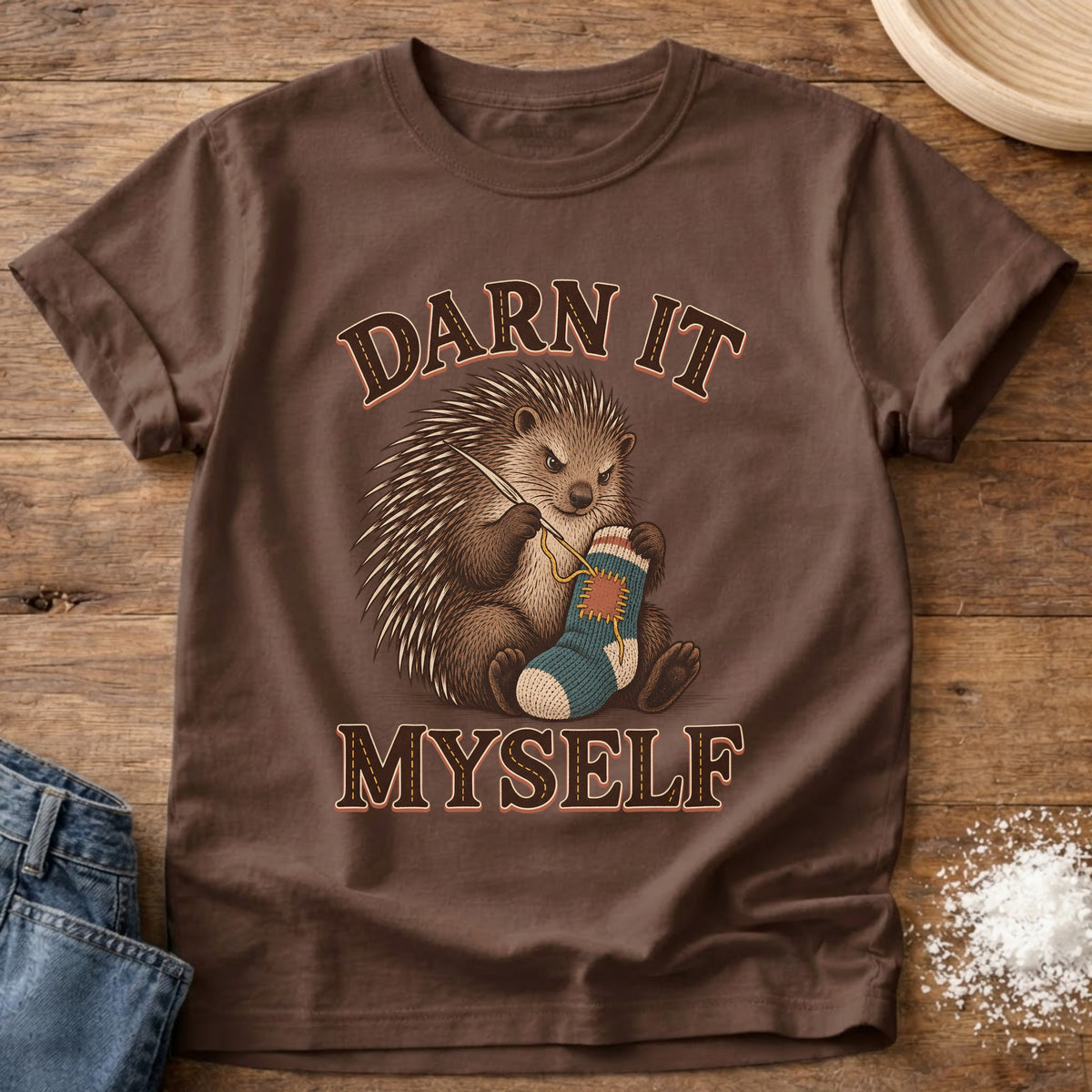 Knead More Fun Darn It graphic t-shirt in Espresso