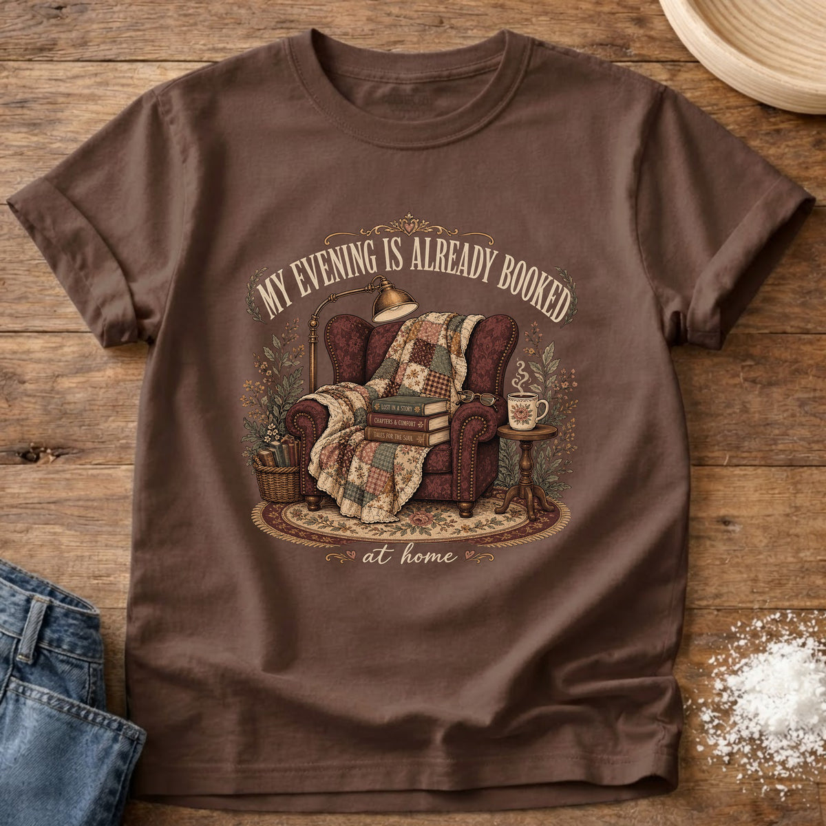 Knead More Fun Booked At Home graphic t-shirt in Espresso