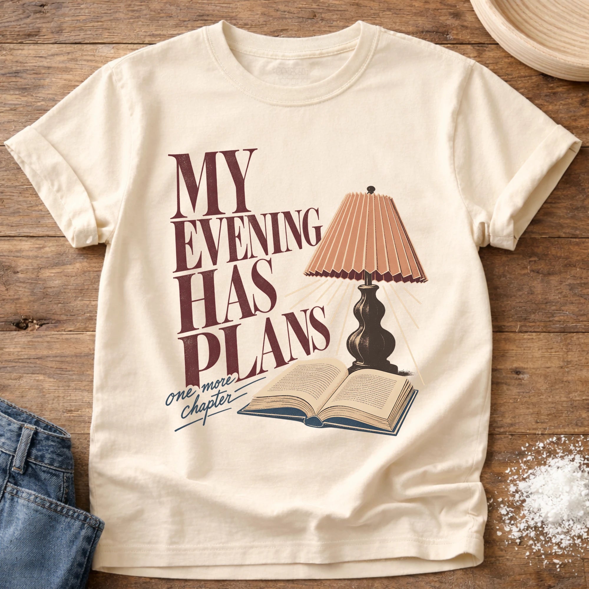Knead More Fun evening has plans bookish t-shirt in Ivory