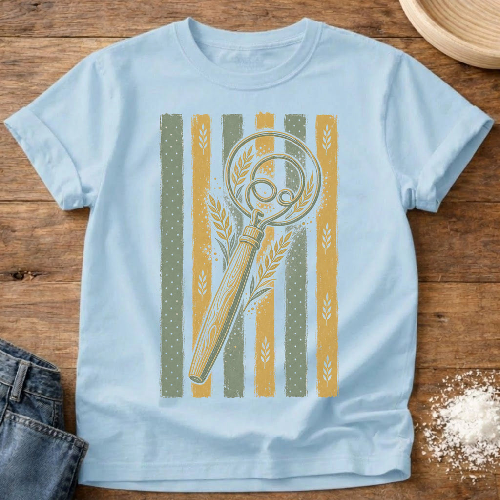 Knead More Fun Fall Dough Whisk t-shirt in Chambray