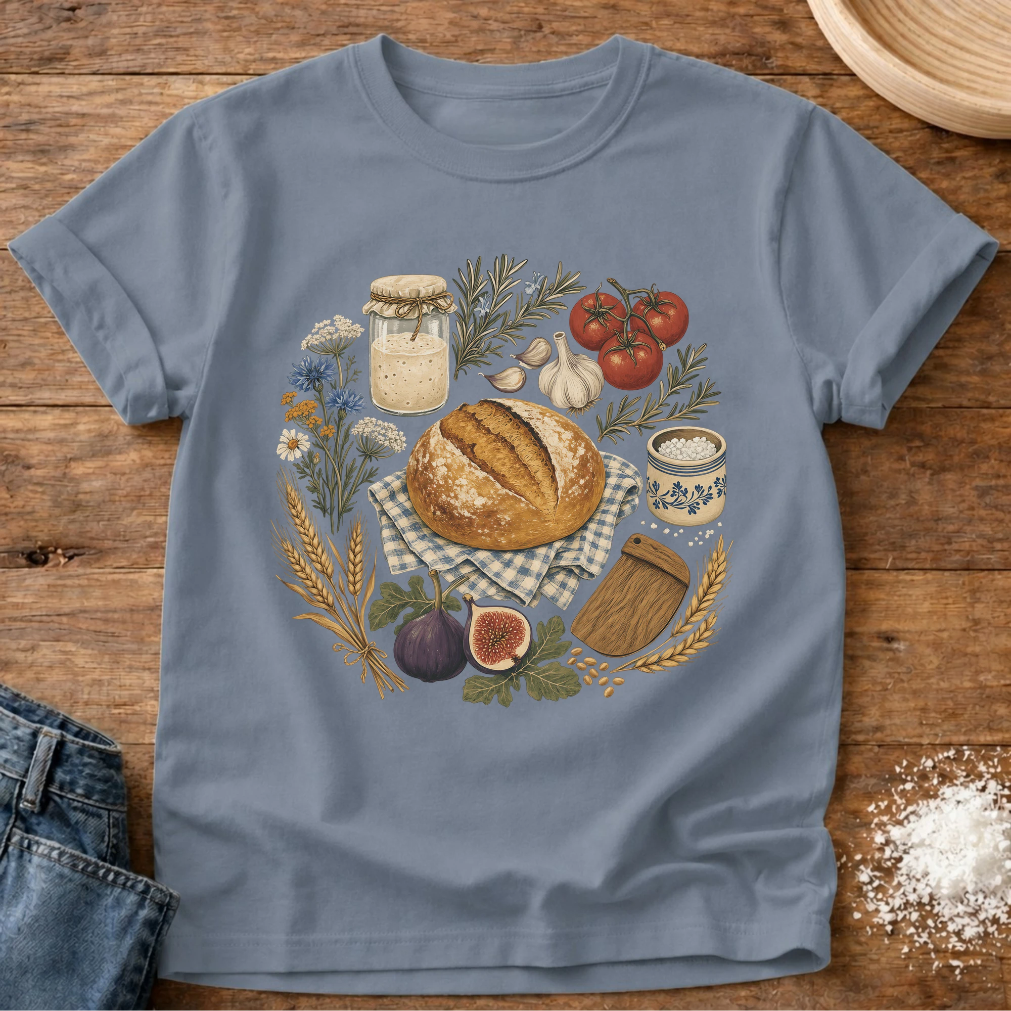 Fall Harvest Sourdough T-Shirt Blue Jean