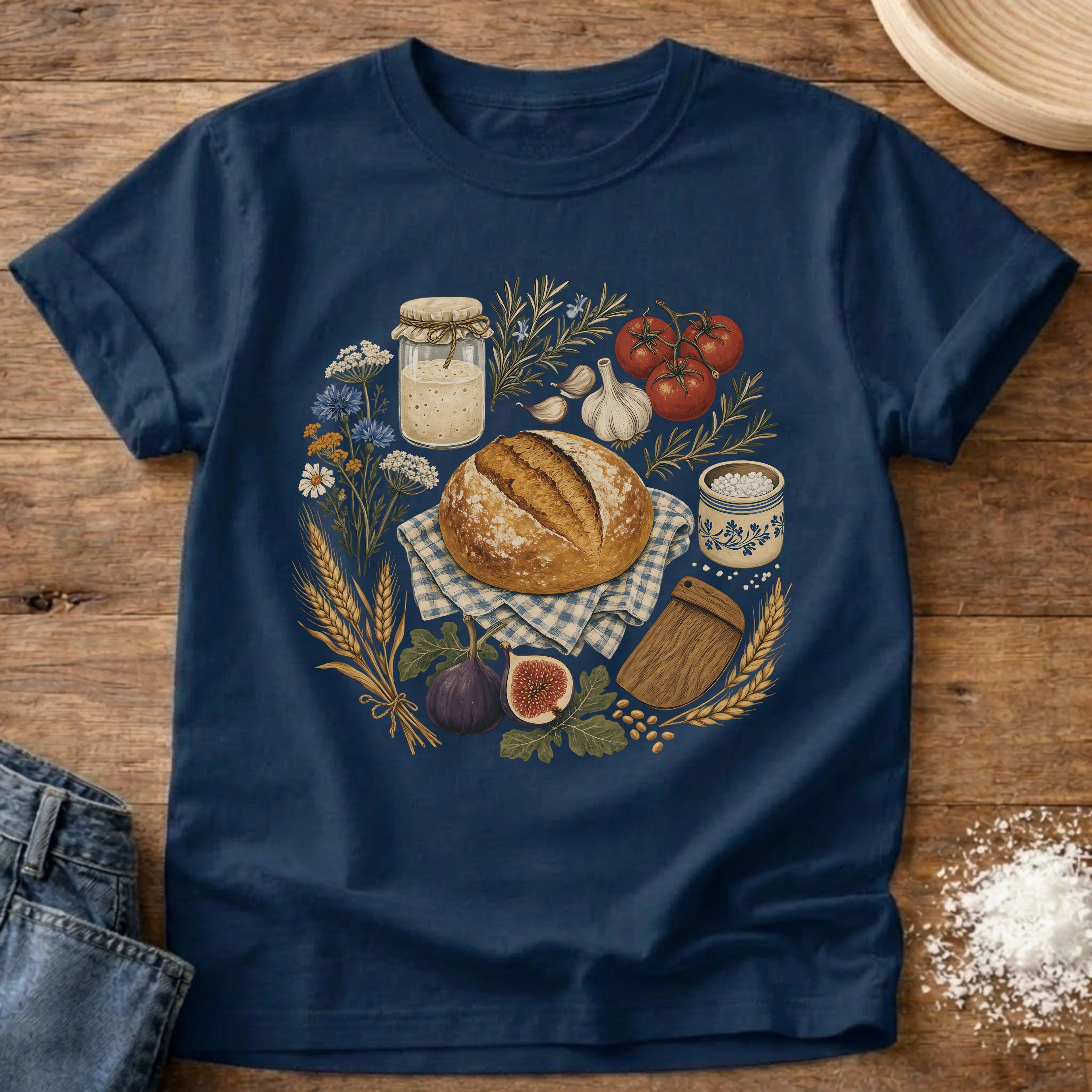 Fall Harvest Sourdough T-Shirt Navy