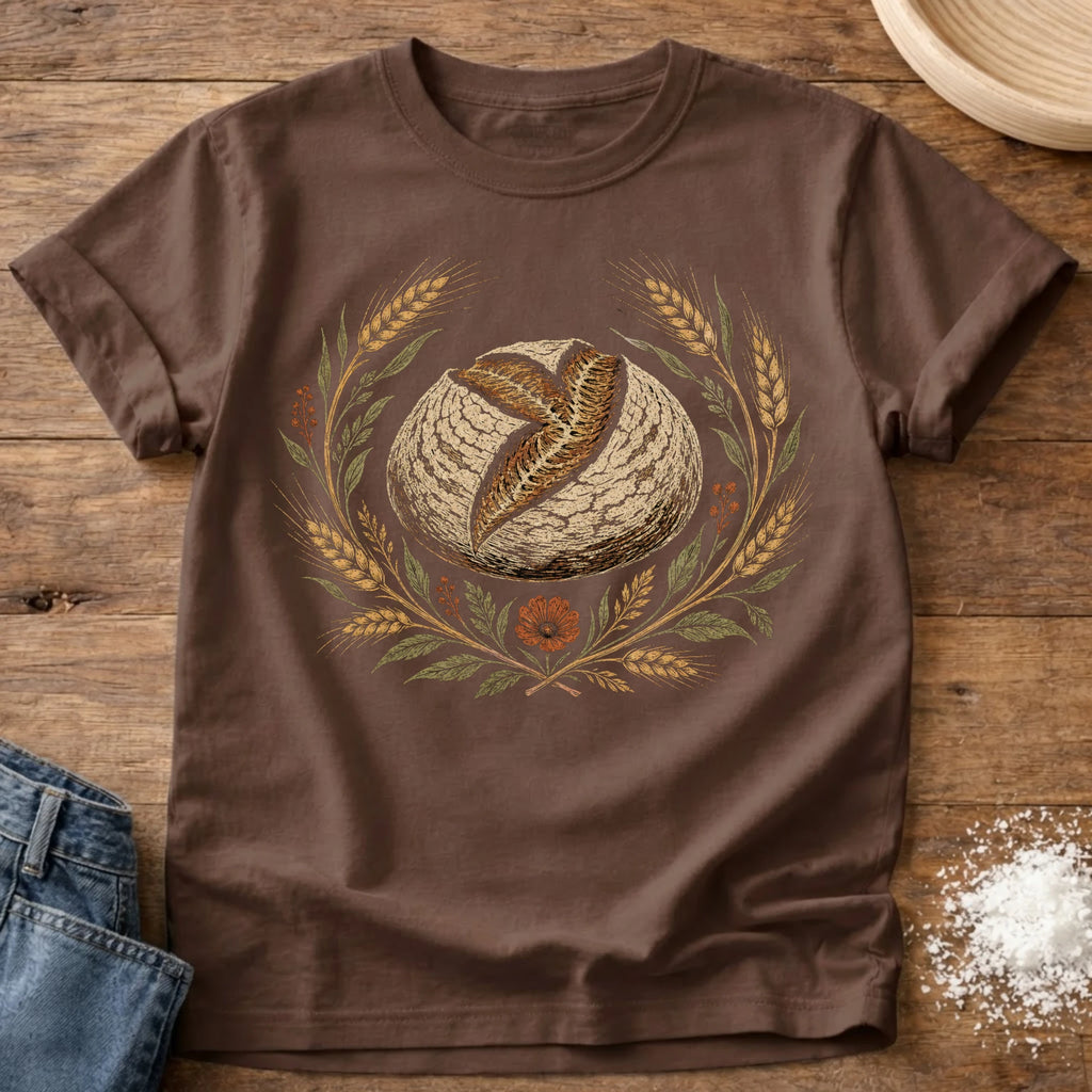 Knead More Fun Fall Sourdough Boule t-shirt in Espresso