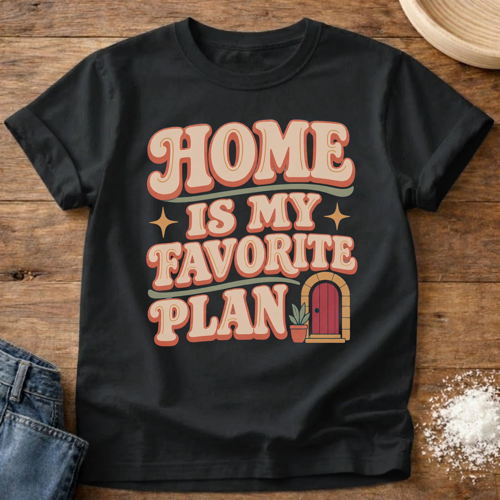 Knead More Fun Home Is My Favorite Plan homebody t-shirt in Black