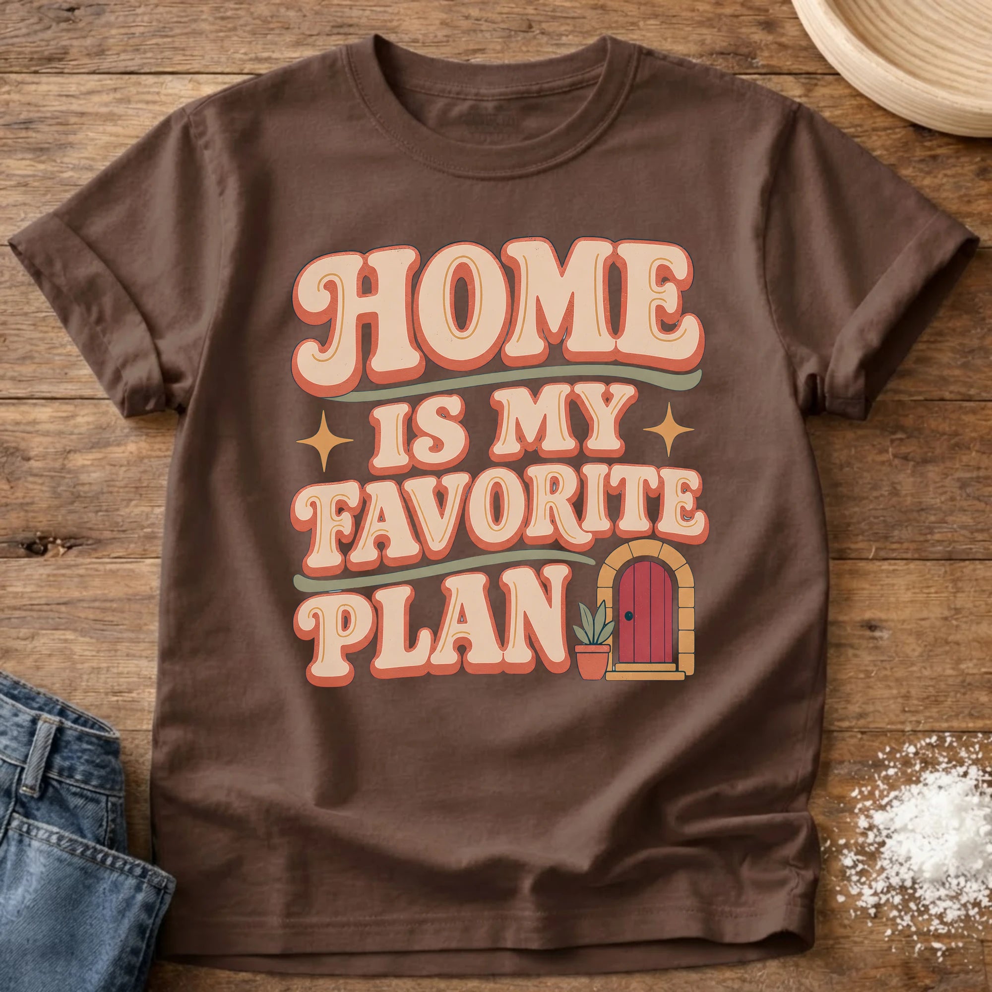 Knead More Fun Home Is My Favorite Plan homebody t-shirt in Espresso