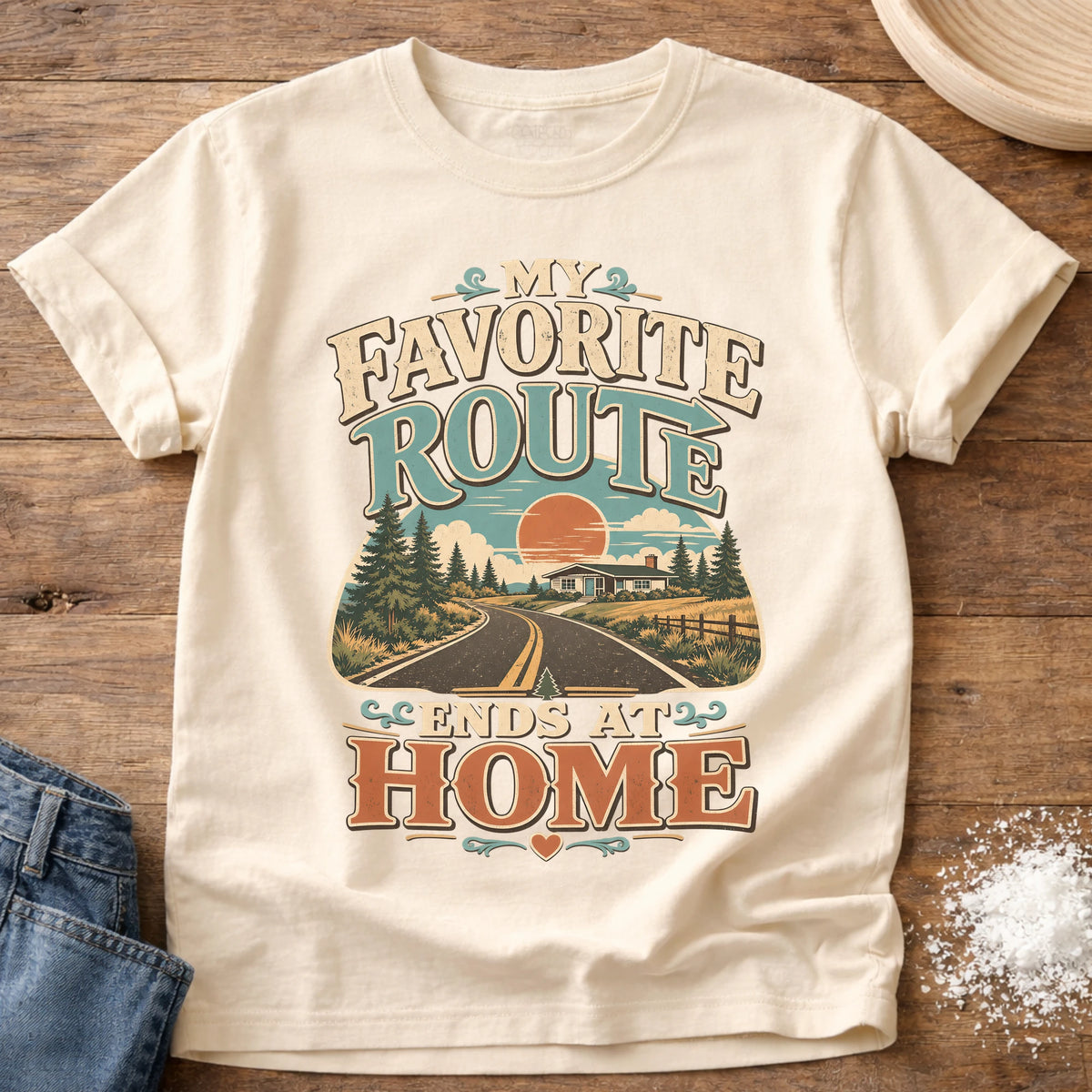 Knead More Fun Favorite Route homebody t-shirt in Ivory
