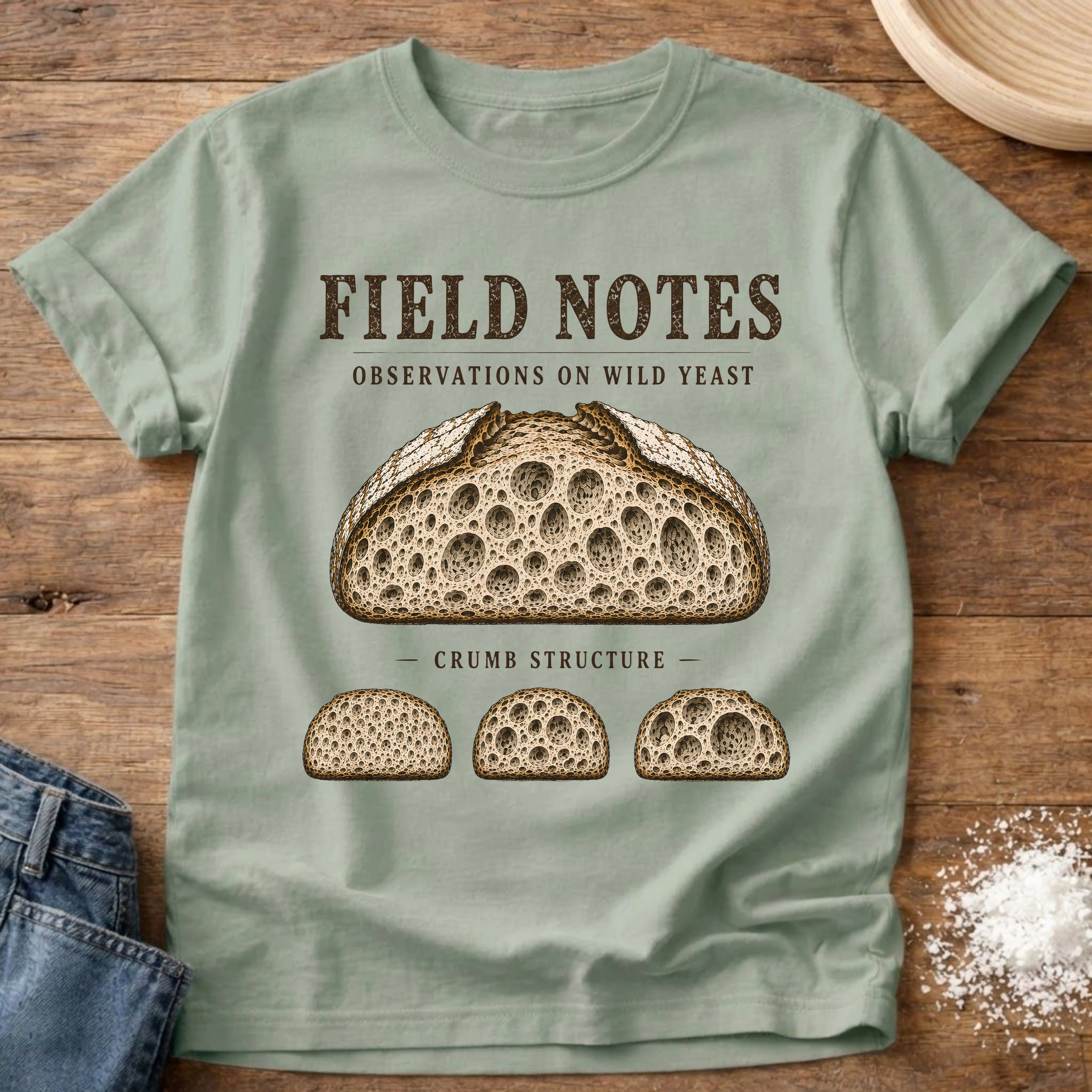 Knead More Fun Field Notes Crumb Edition sourdough t-shirt in Bay