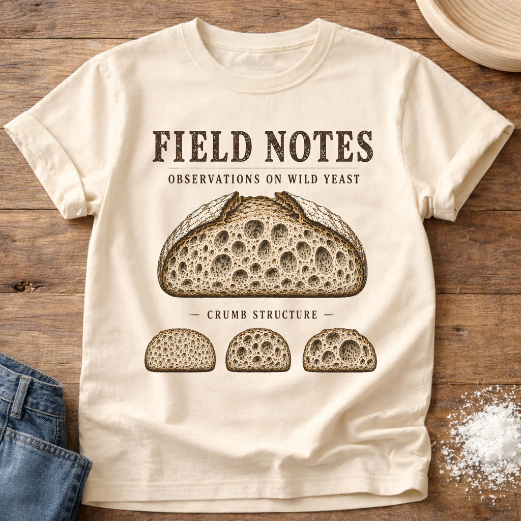 Knead More Fun Field Notes Crumb Edition sourdough t-shirt in Ivory