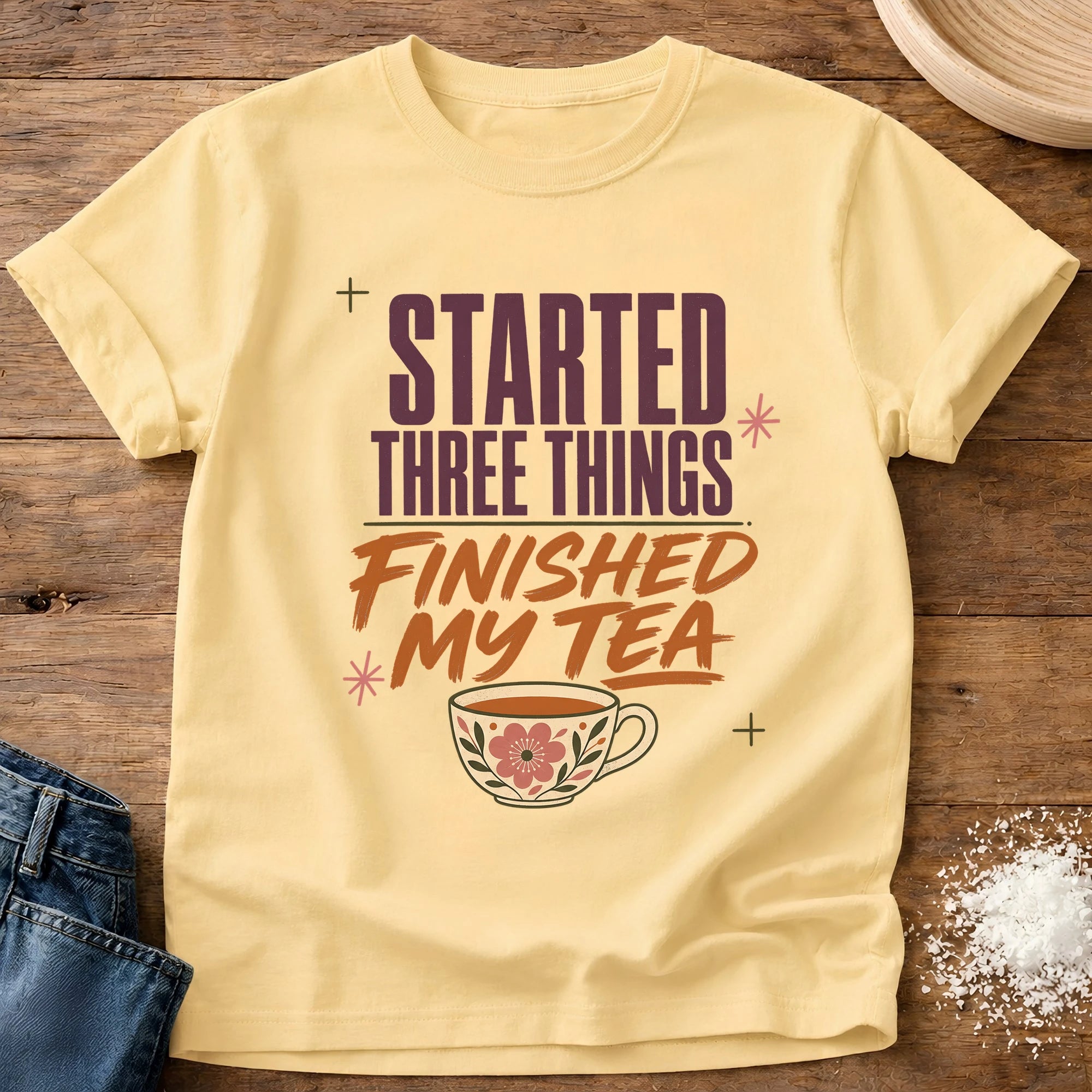 Knead More Fun finished tea homebody t-shirt in Butter