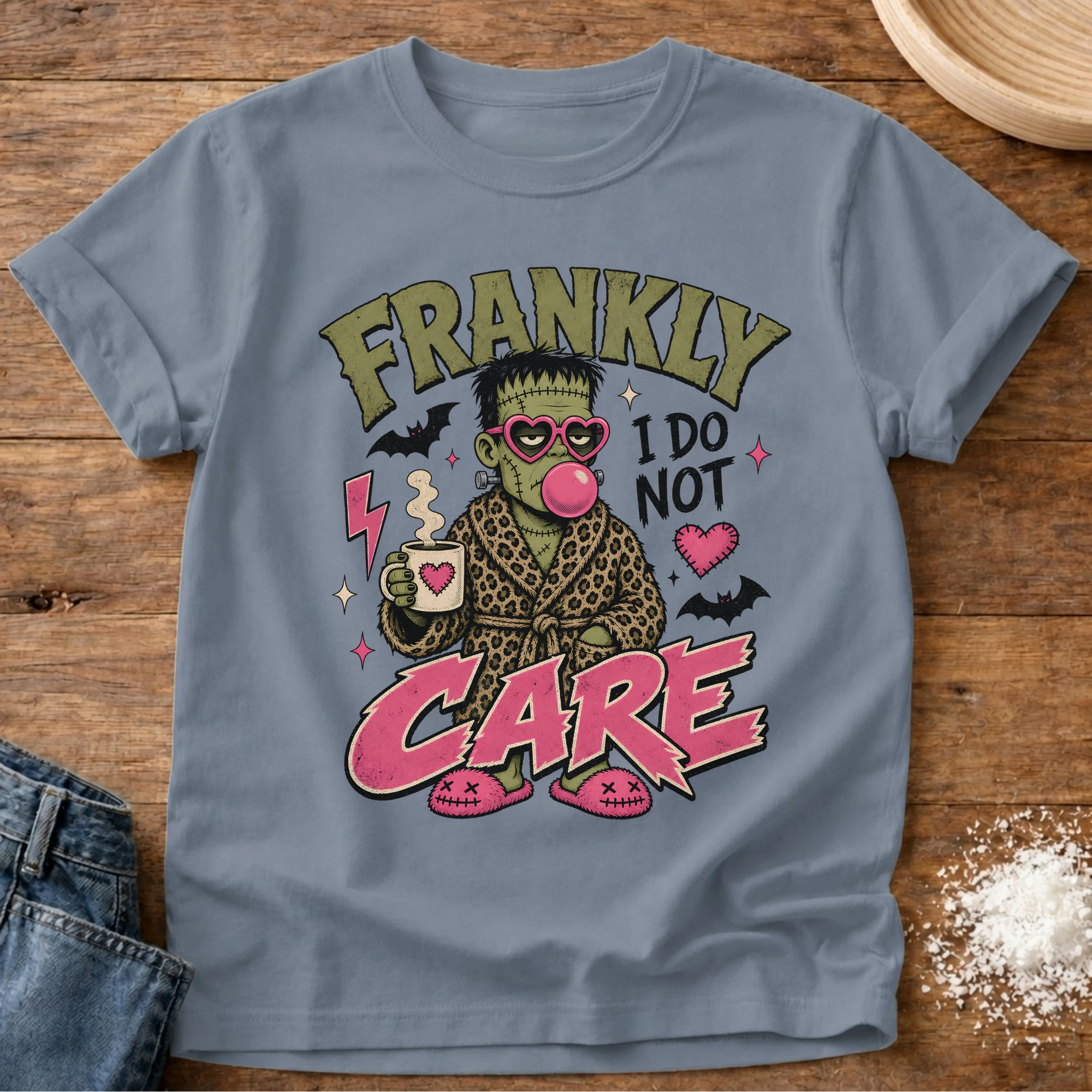 Knead More Fun frankly I do not care Halloween t-shirt in Blue Jean