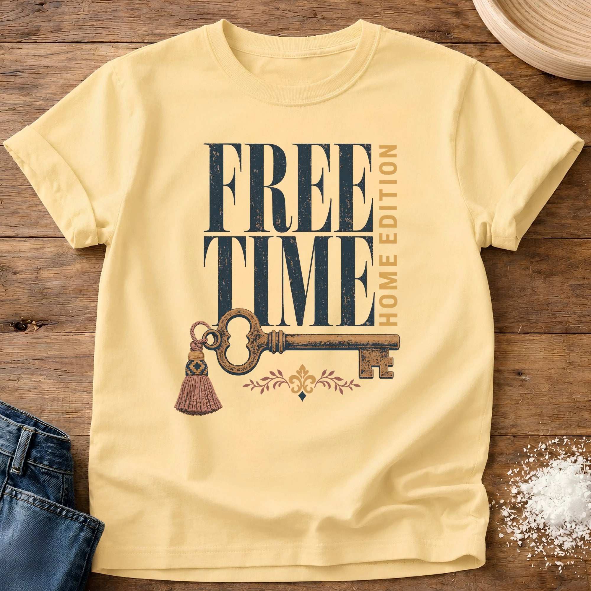 Knead More Fun free time home edition homebody t-shirt in Butter