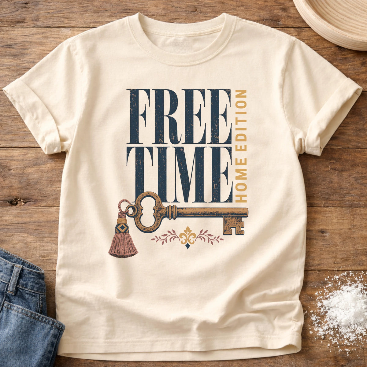 Knead More Fun free time home edition homebody t-shirt in Ivory