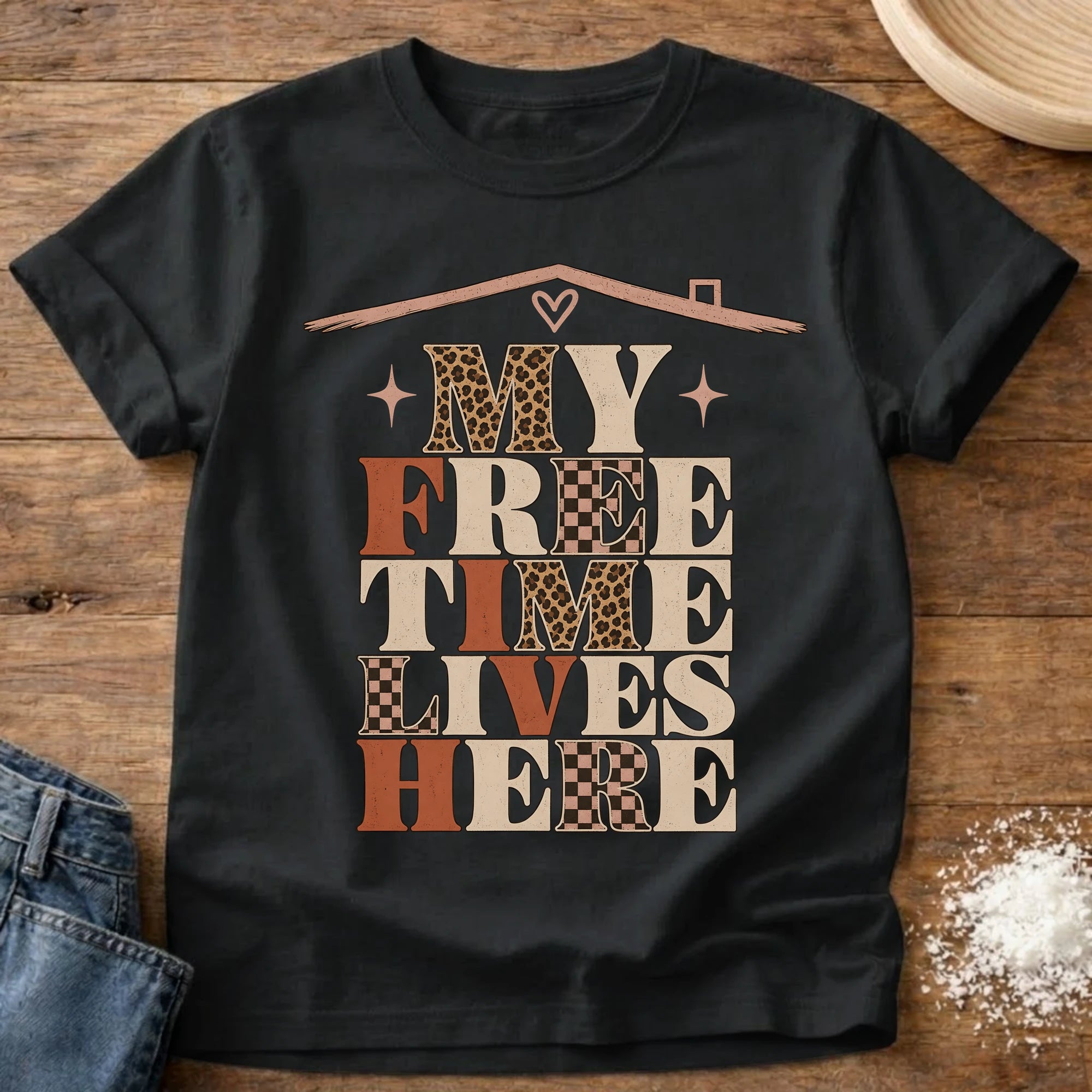 Knead More Fun My Free Time Lives Here homebody t-shirt in Black