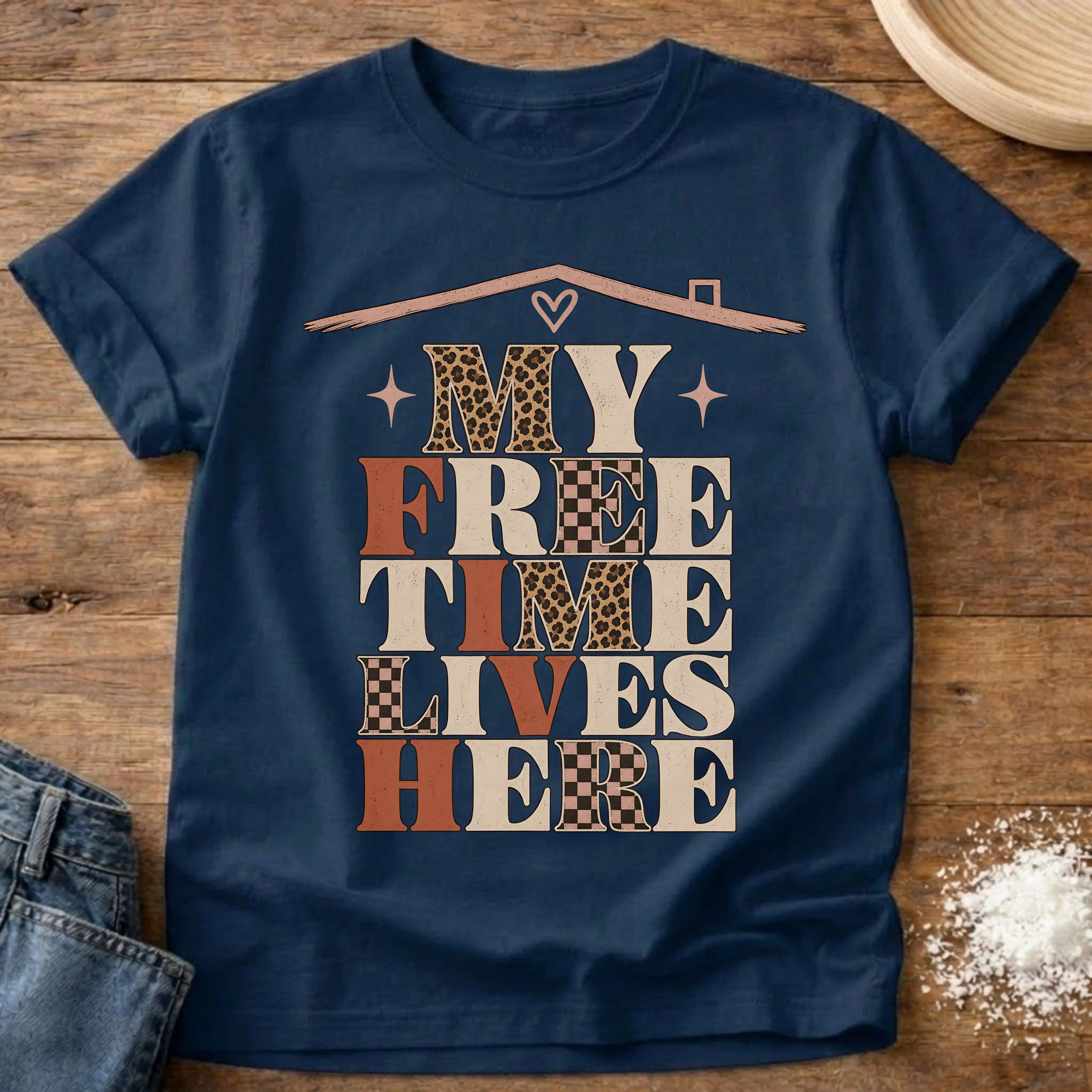 Knead More Fun My Free Time Lives Here homebody t-shirt in Navy