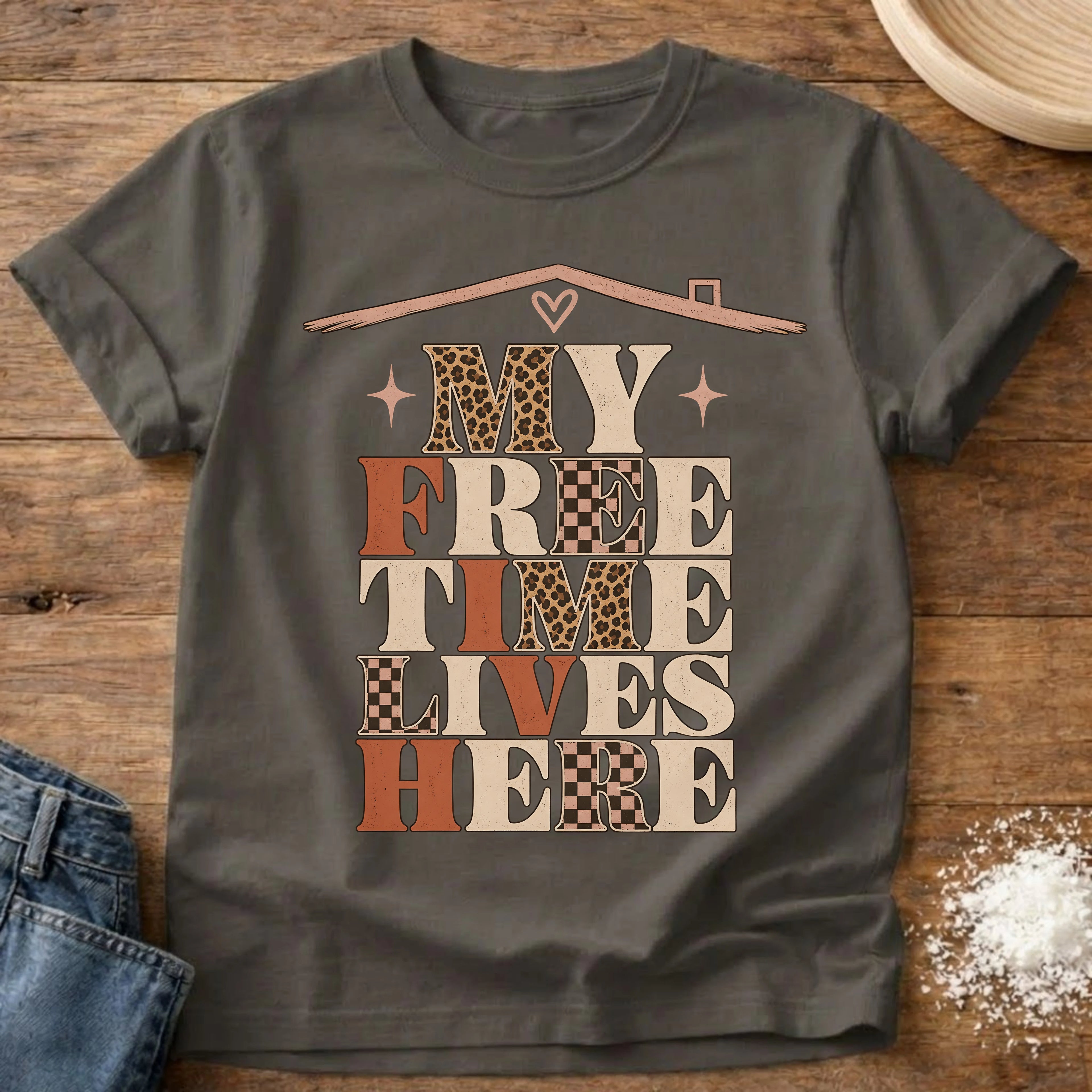 Knead More Fun My Free Time Lives Here homebody t-shirt in Pepper