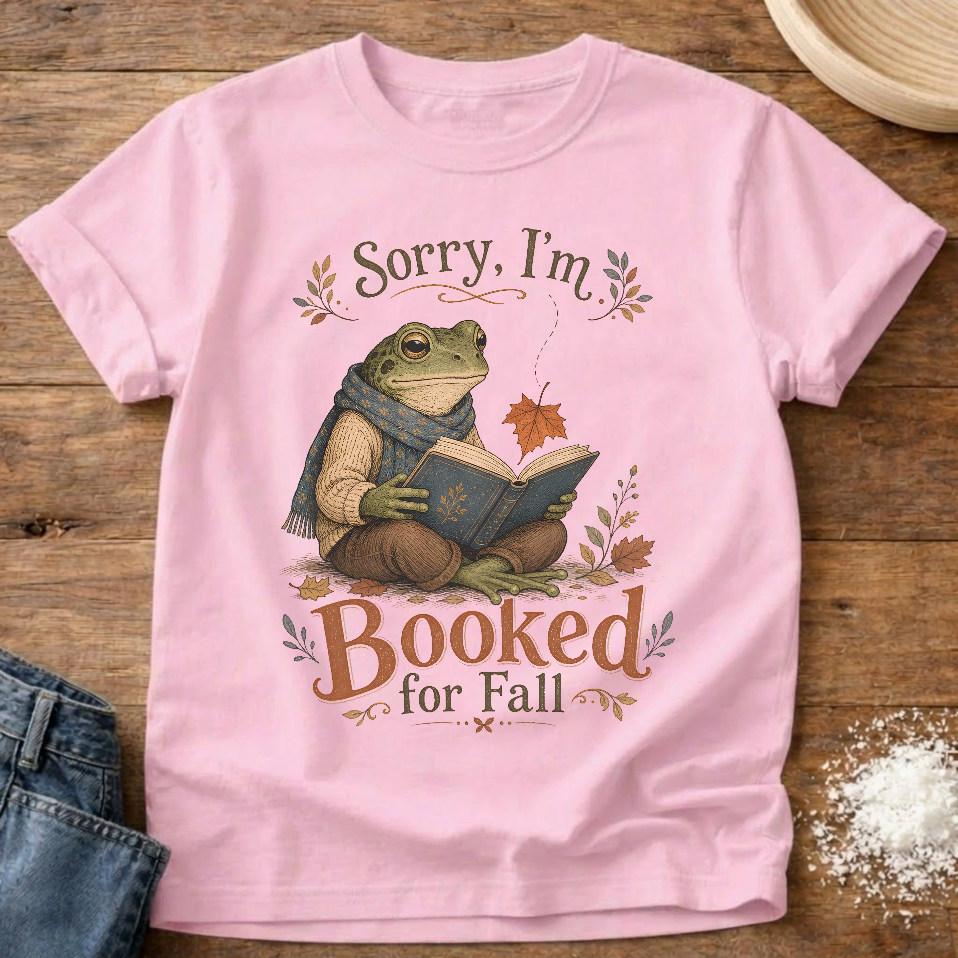 Knead More Fun Sorry I'm Booked reading frog t-shirt in Blossom