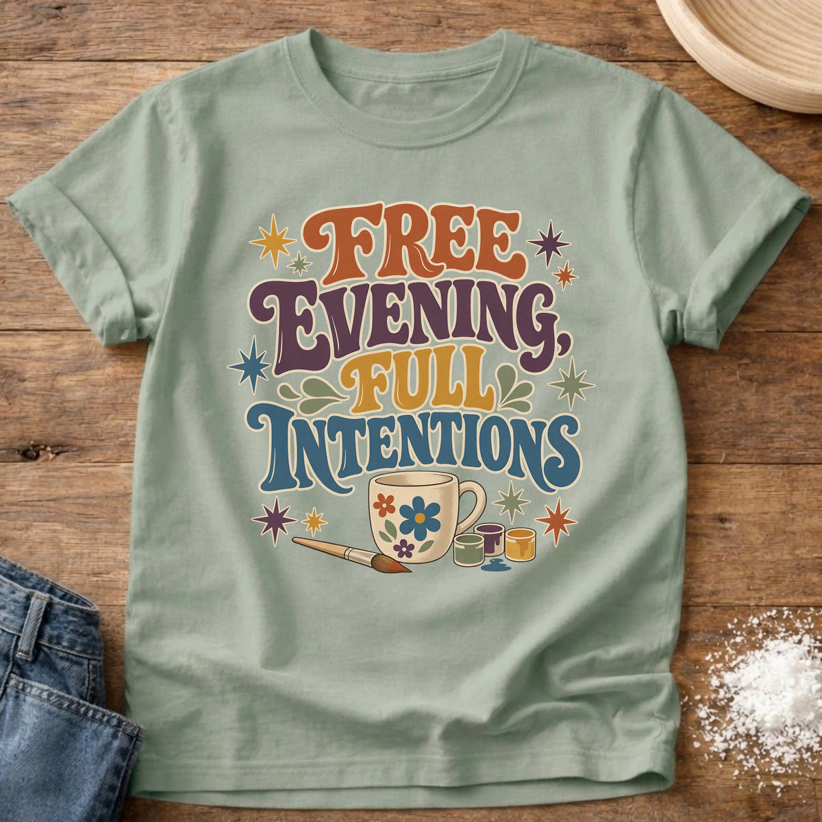 Knead More Fun Full Intentions homebody t-shirt in Bay