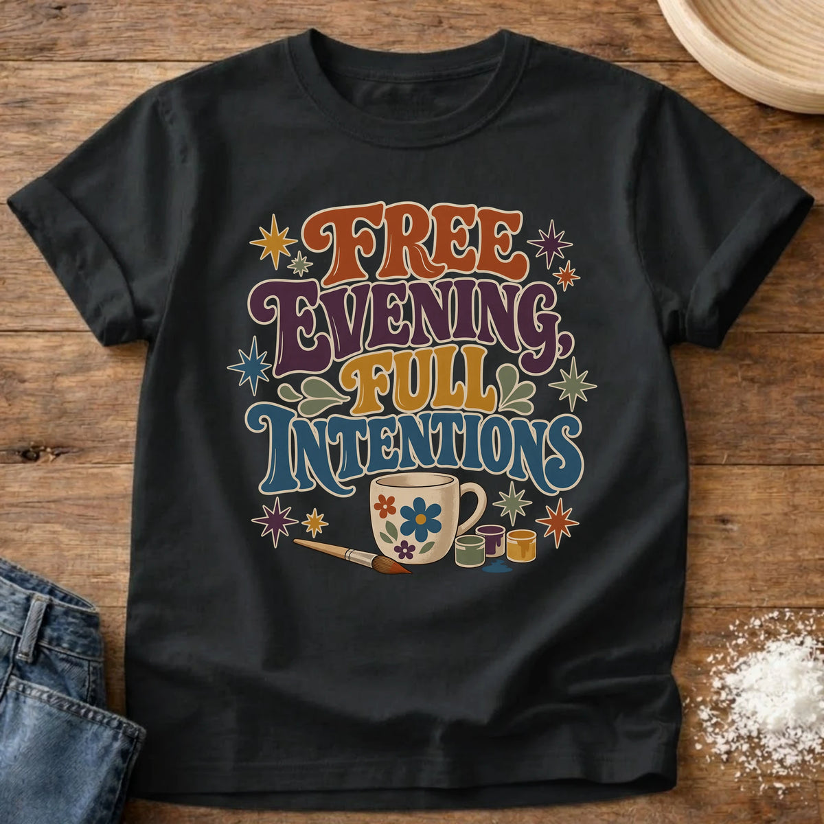 Knead More Fun Full Intentions homebody t-shirt in Black
